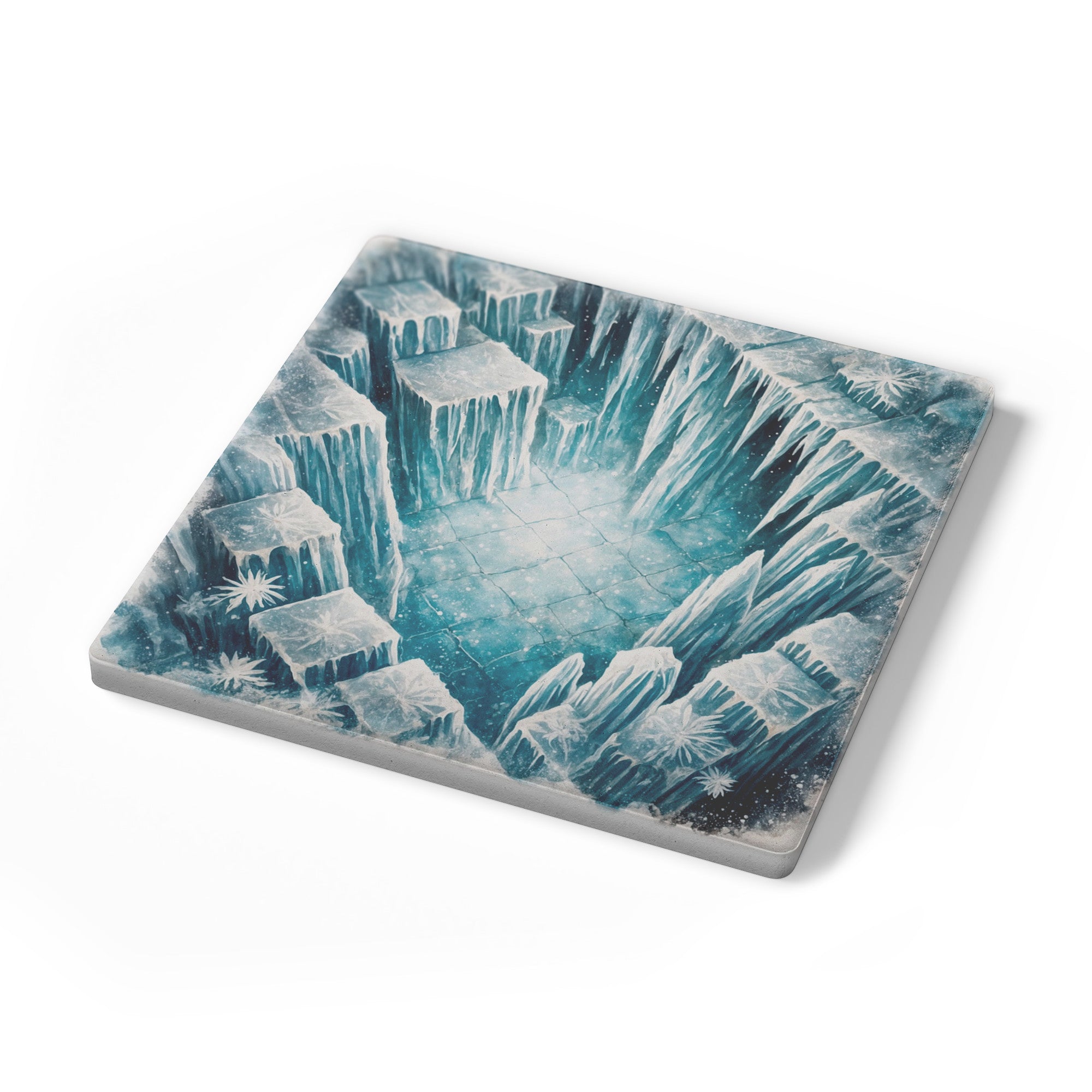 Dungeon Crawl Drink Coasters, Glacierfall Cavern, Old-School RPG Tabletop Tiles Made from Soapstone with a Cork Backing, Set of 4