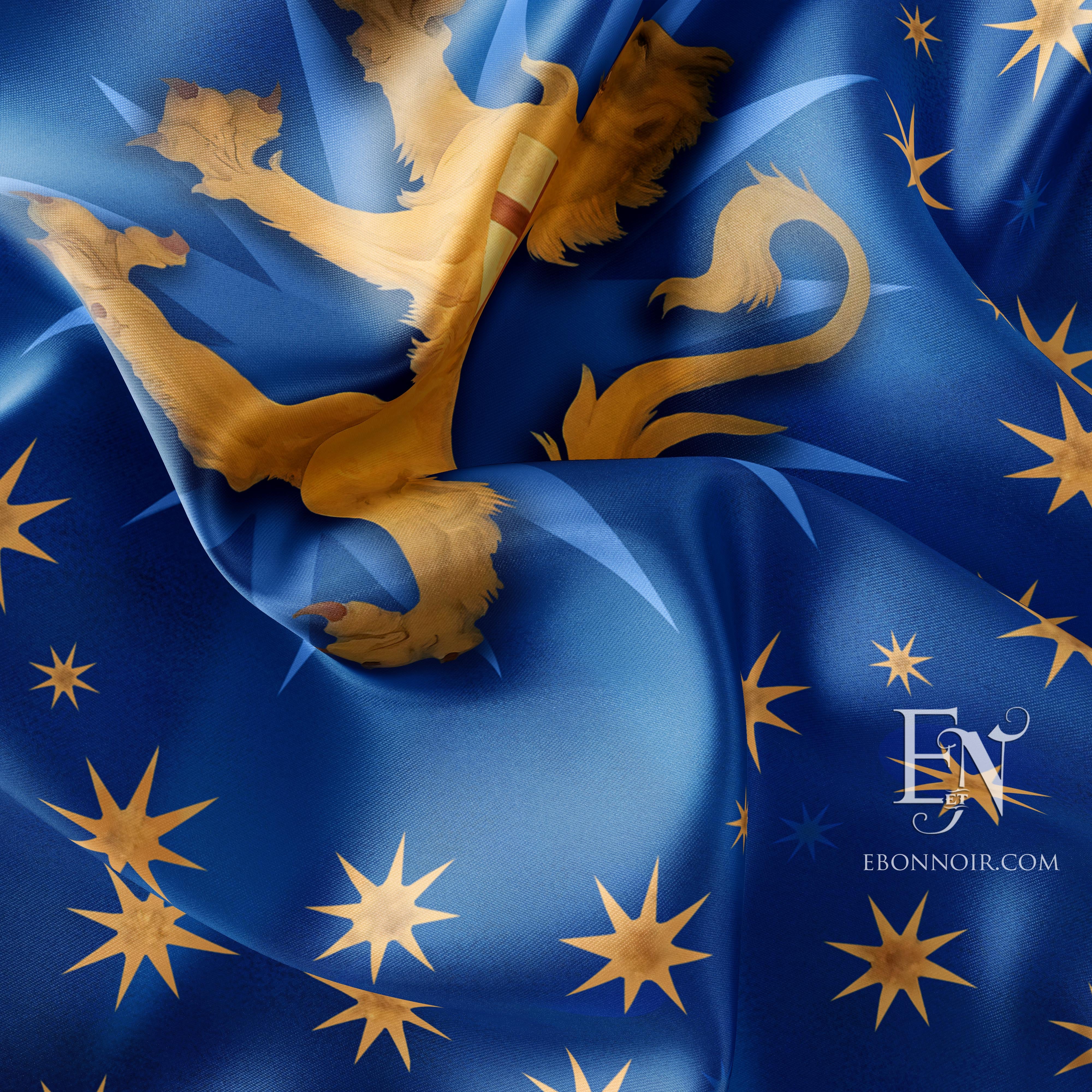 Florentine Rampant Lion Against a Celestial Field, Luxurious Square Scarf/Wrap/Boho Shawl, Made to Order, Handmade and Cruelty-Free