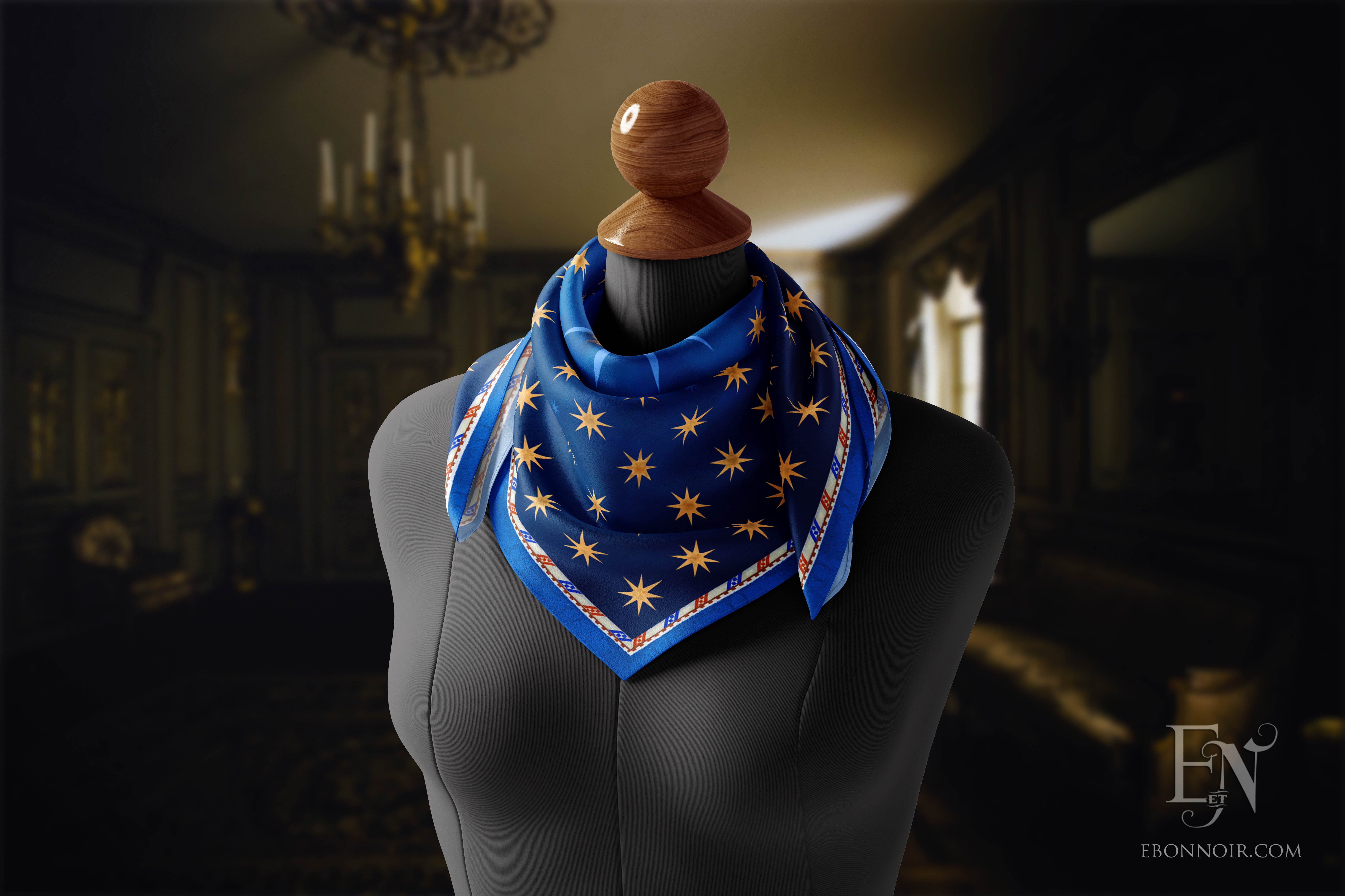 Florentine Rampant Lion Against a Celestial Field, Luxurious Square Scarf/Wrap/Boho Shawl, Made to Order, Handmade and Cruelty-Free