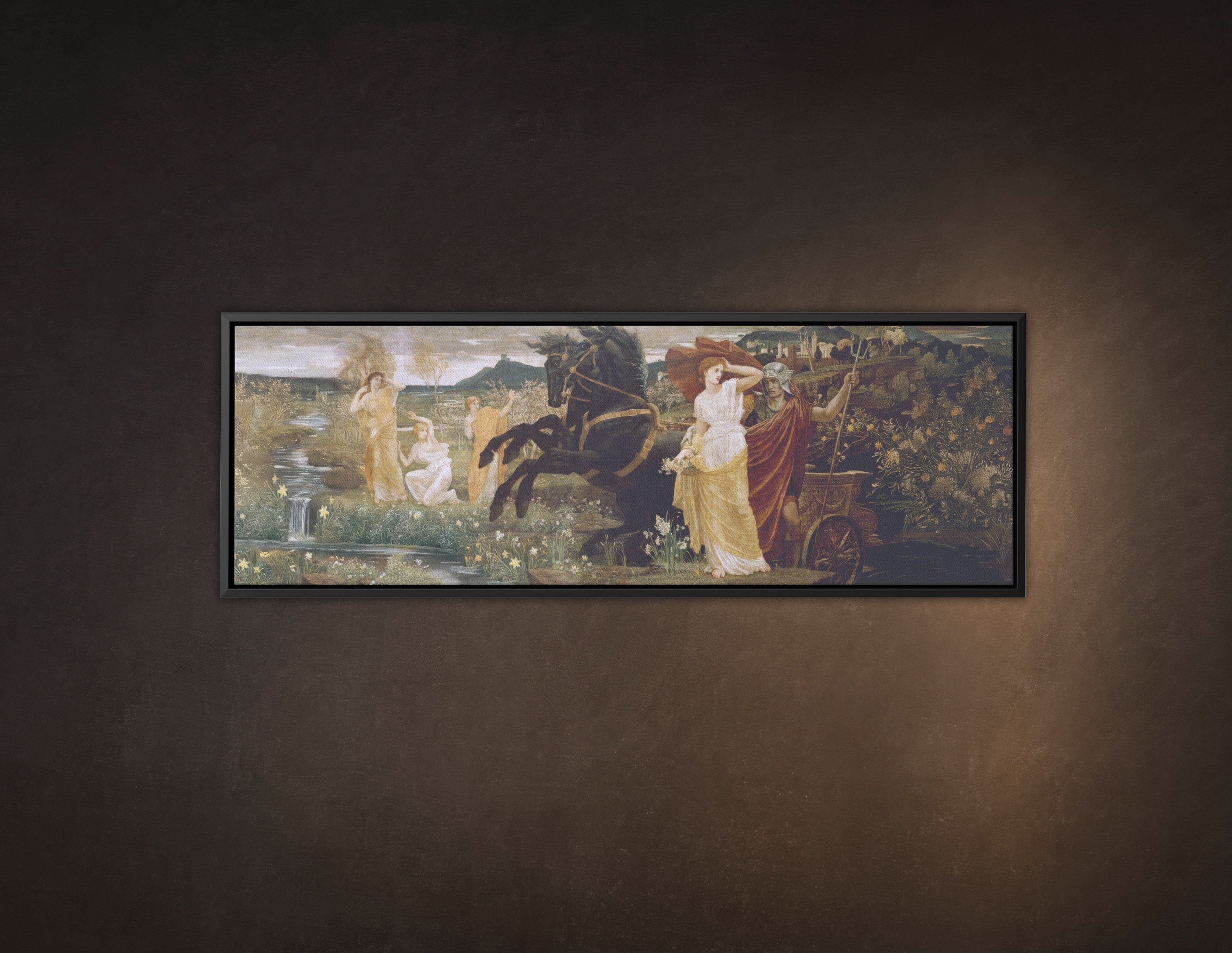 The Abduction of Persephone by Walter Crane, Remastered Framed Panoramic Canvas Print, Available in Multiple Sizes