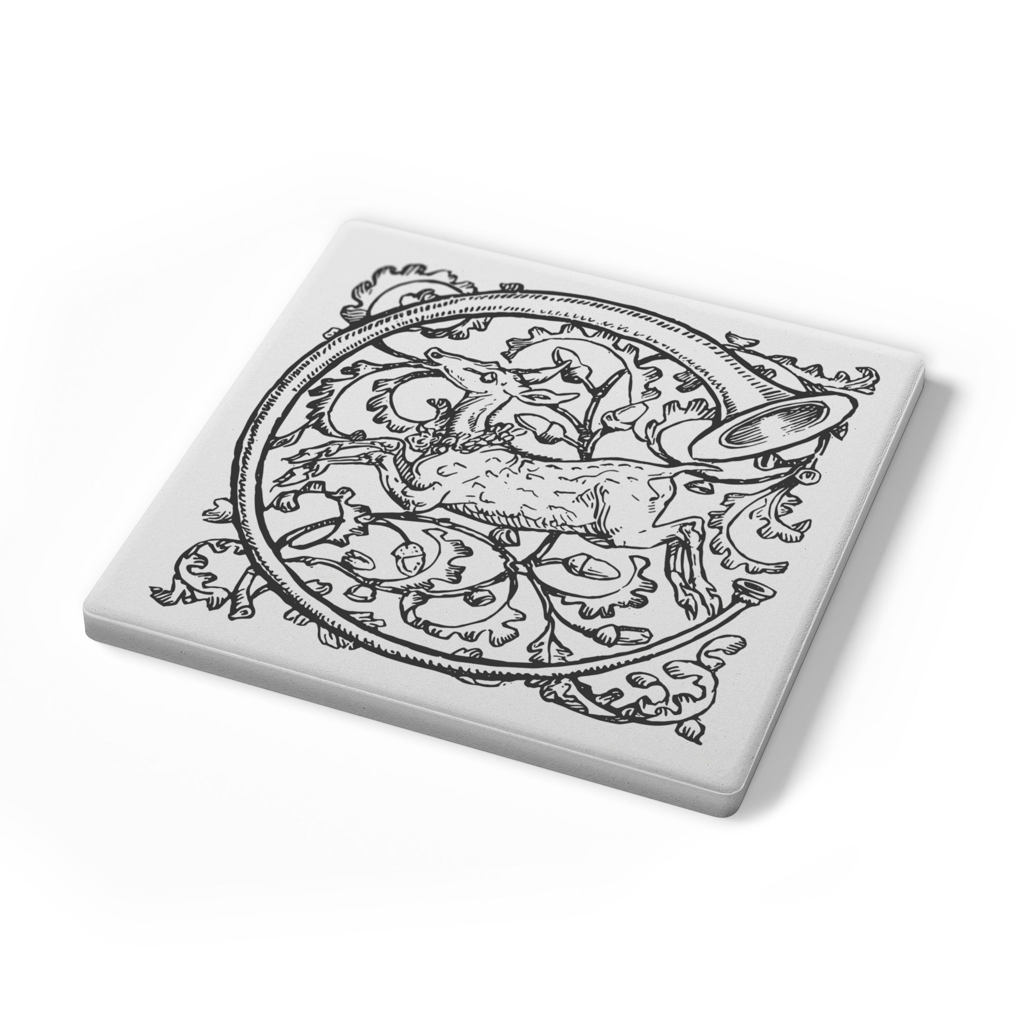 Prancing Doe, Woodland-Inspired Drink Coasters, Made from Stone with a Cork Backing, Set of 4