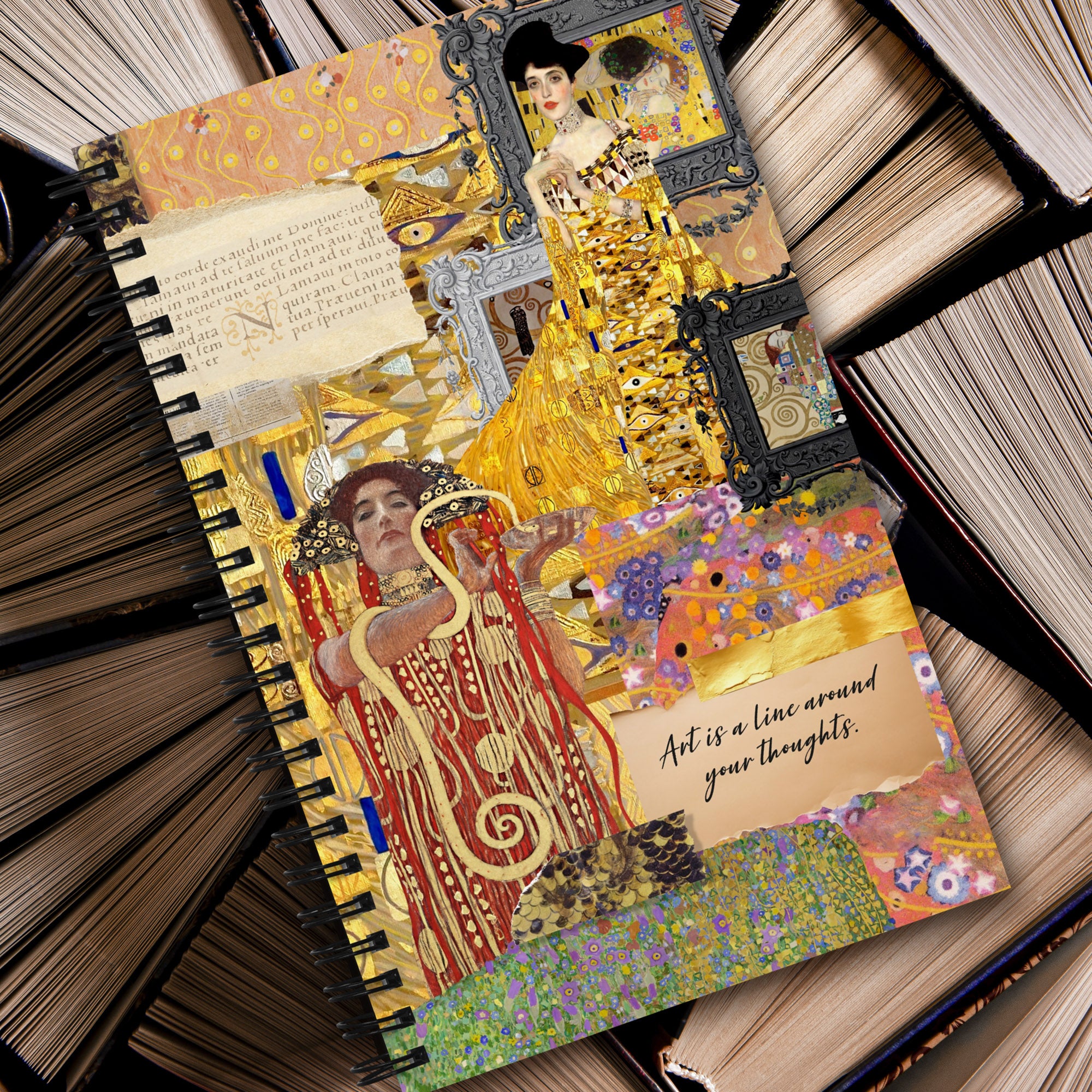 Gustav Klimt Golden Splendor Spiral Notebook, Dot Journal, Perfect for Journaling on the Go