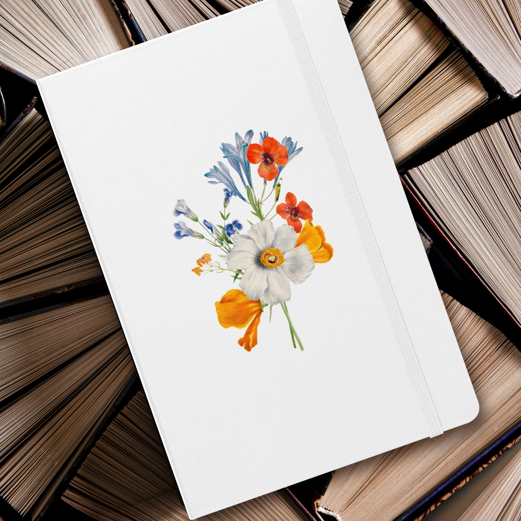 Wildflowers, Lined Hardcover Journal, Idea Book, Notebook, With Elastic Closure