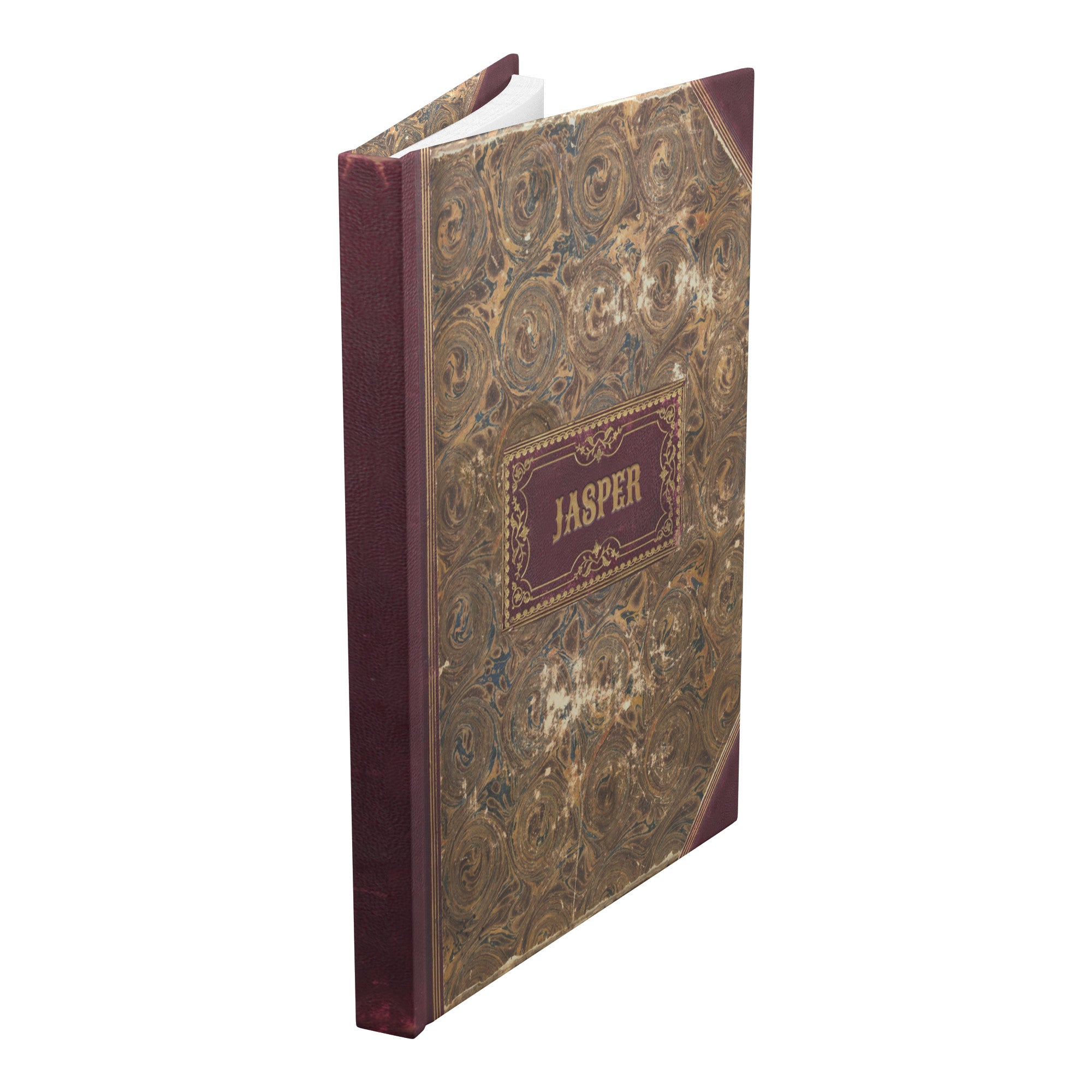 Marbled Leather, PERSONALIZED, Dark Academia, Hardcover Lined Journal With 150 Perforated Pages