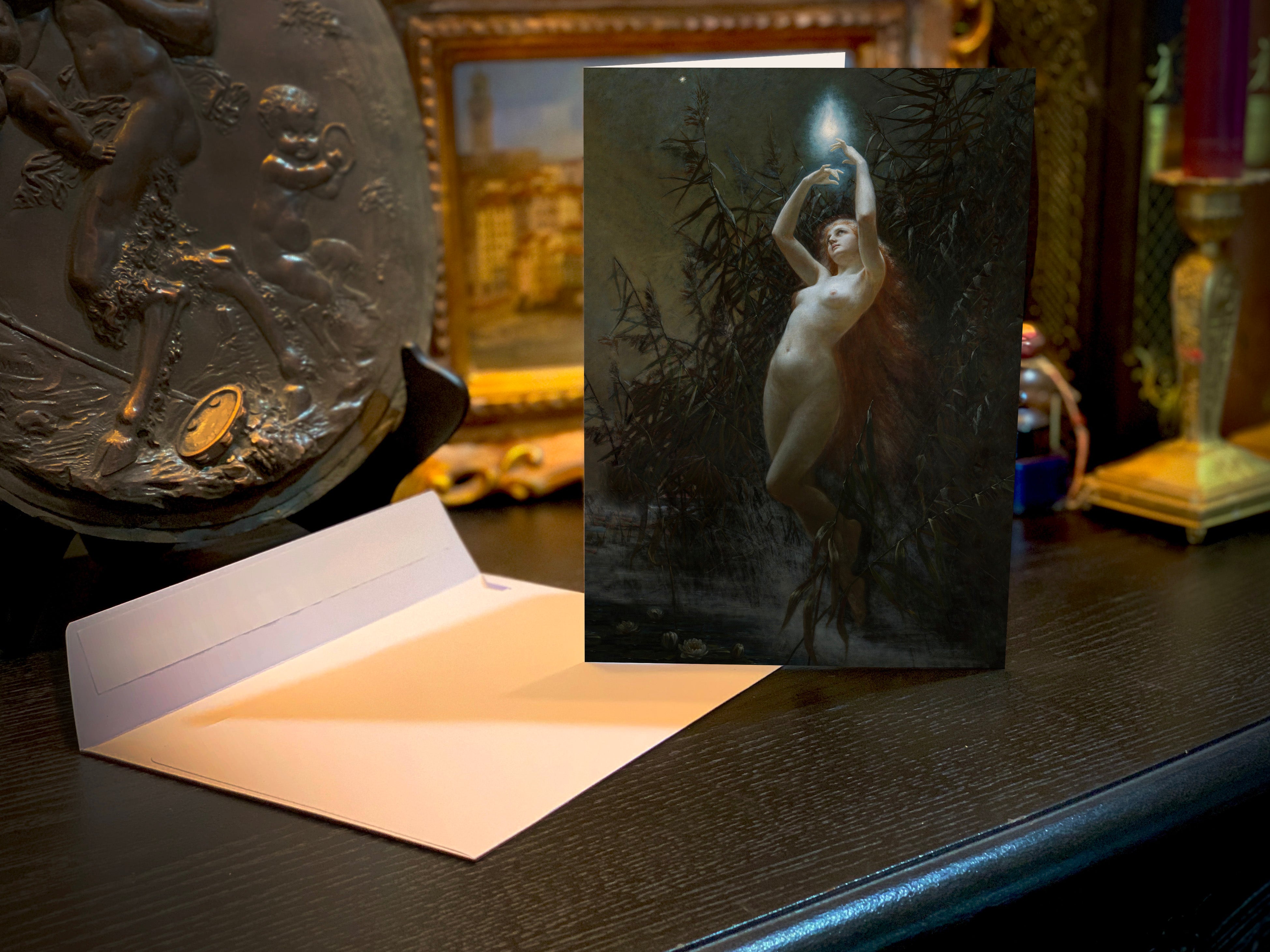 Will o the Wisp by Lev Lerch, Set of Gothic Greeting Cards, With White Envelopes, 5in x 7in