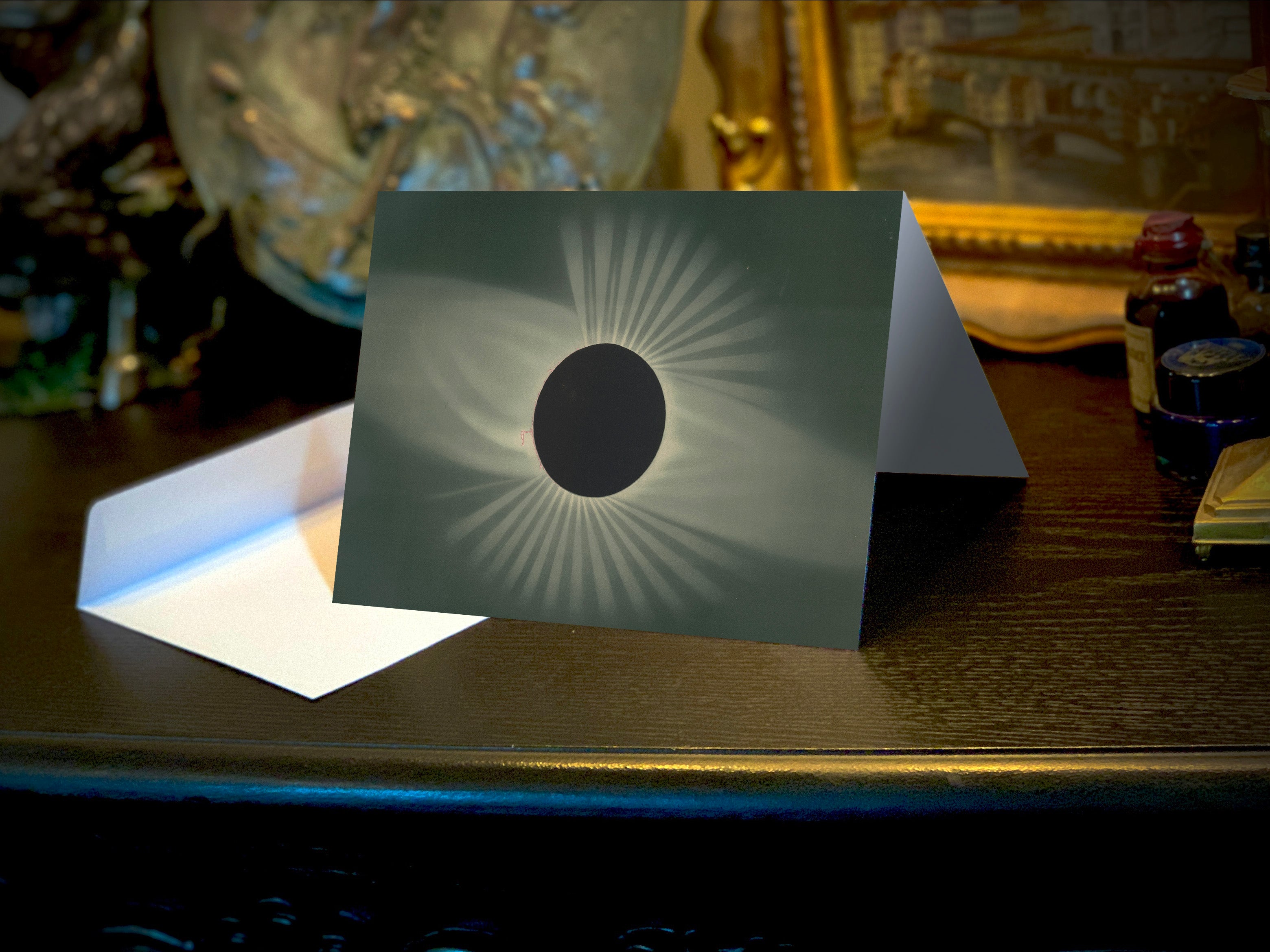 Total Eclipse of the Sun, Set of Everyday Greeting Cards With White Envelopes, 5in x 7in