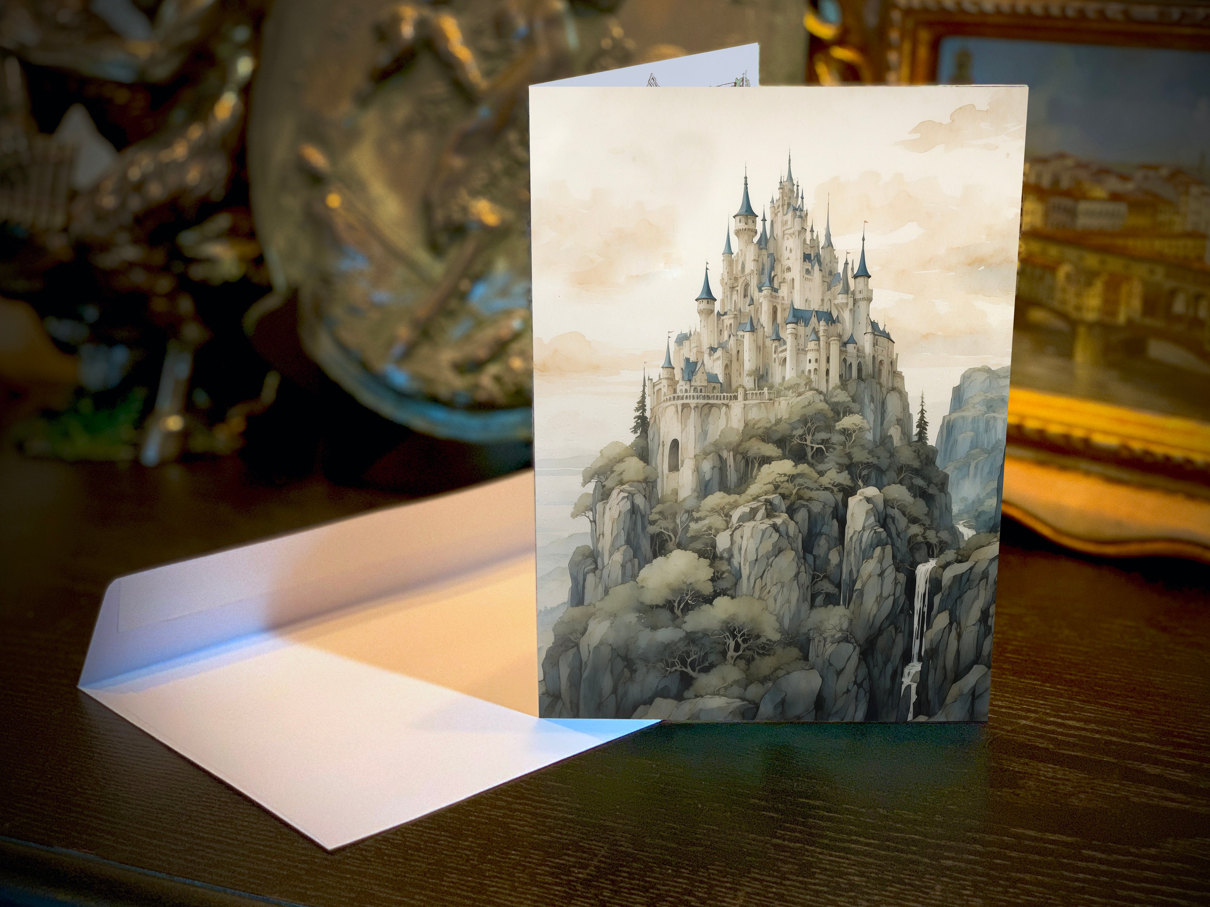 Fairytale Castle, Set of Greeting Cards/Notecards, With White Envelopes, 5in x 7in