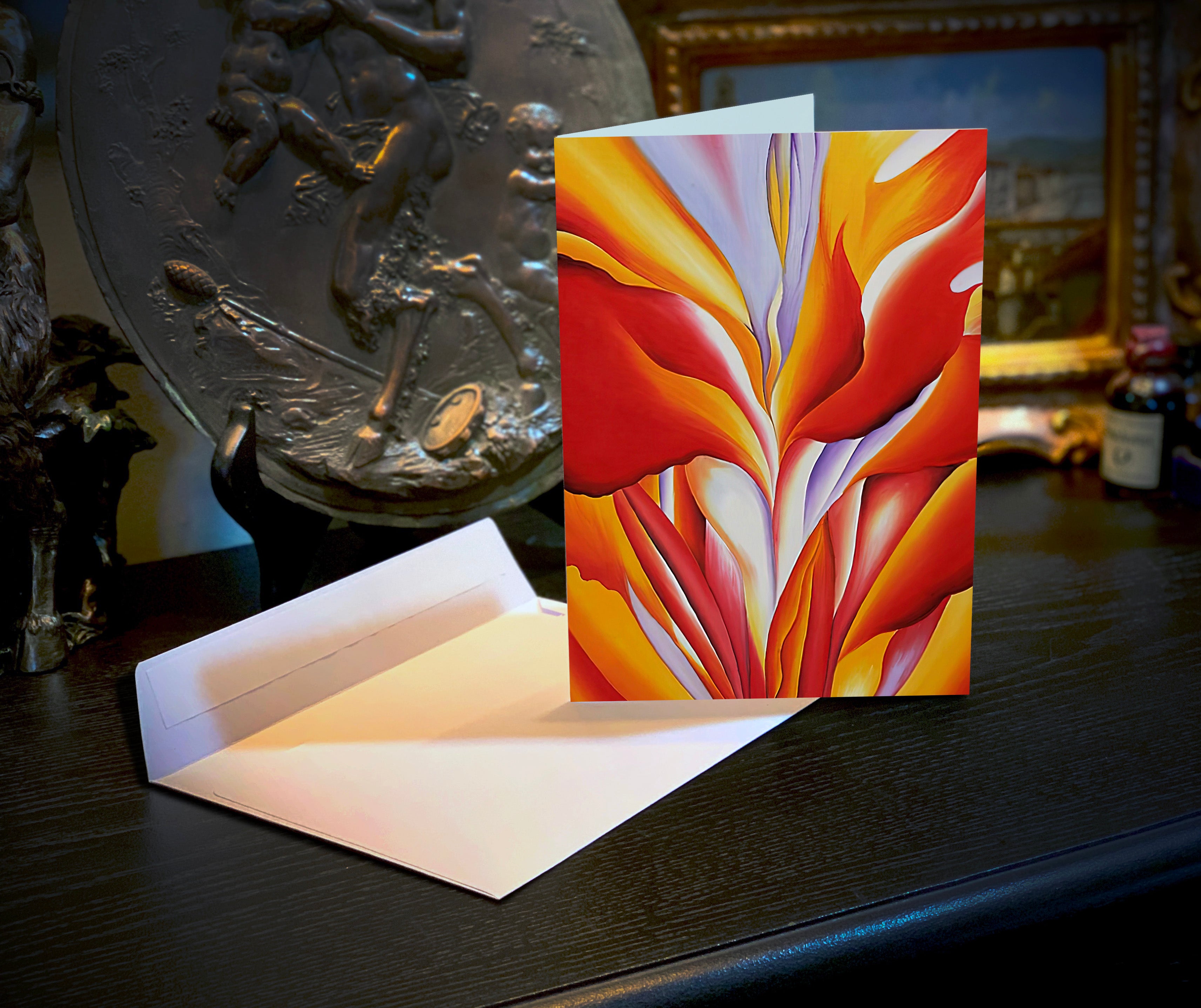 Red Canna by Georgia O'Keeffe, Set of Everyday Floral Greeting Cards With White Envelopes, 5in x 7in