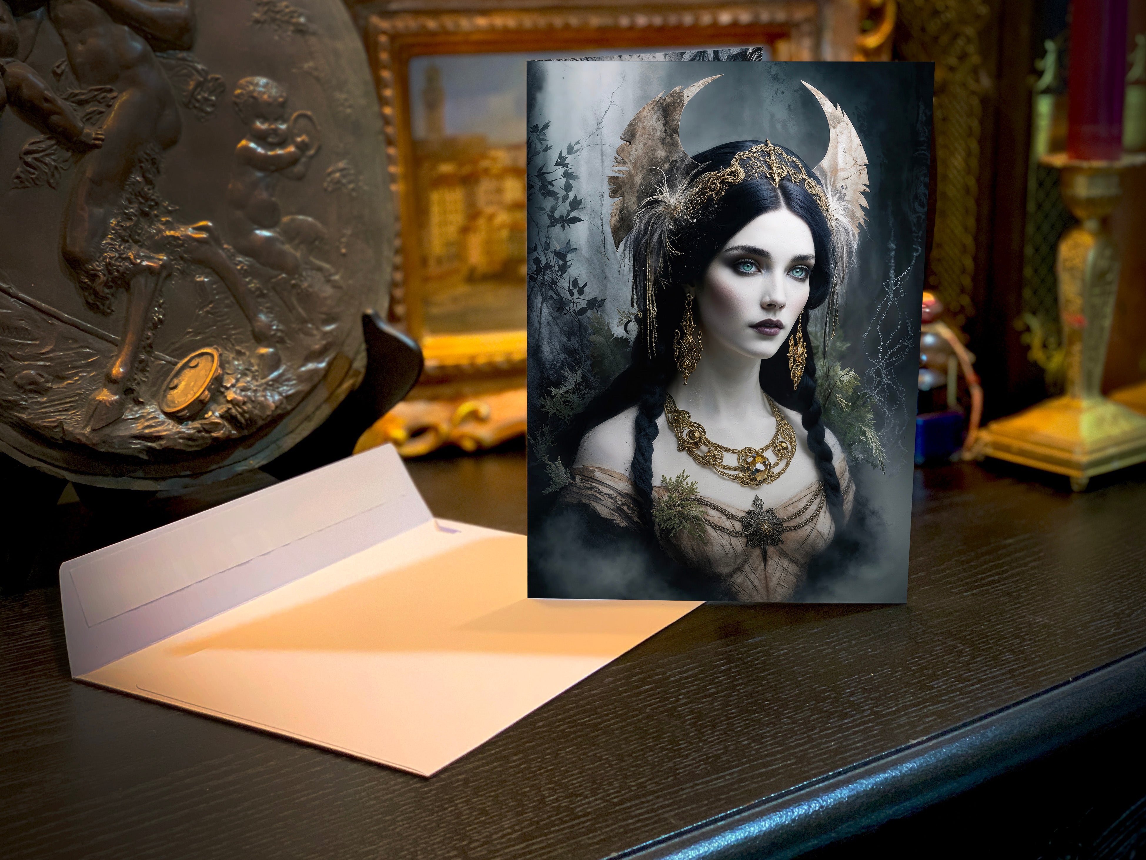 Freyja, Norse Goddess, Set of Everyday Gothic Greeting Cards, With White Envelopes, 5in x 7in