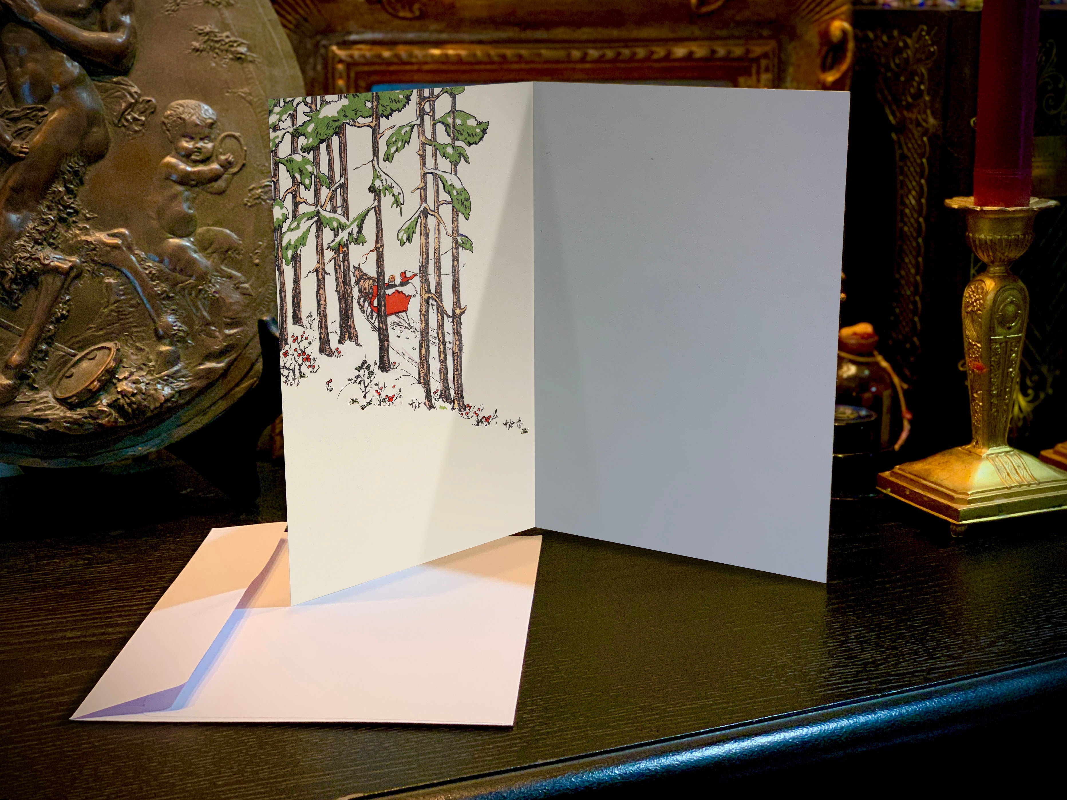 Cheery Christmas, Set of Christmas Cards, With White Envelopes, 5in x 7in