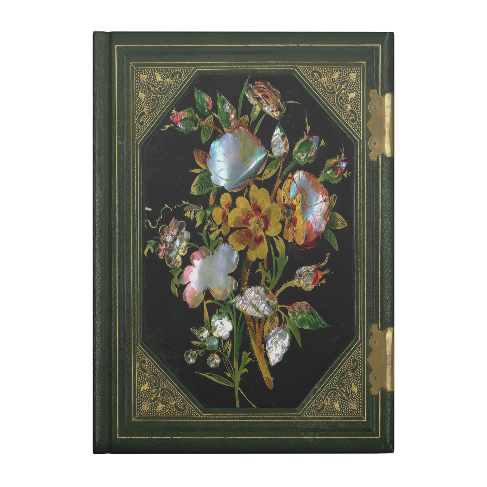 Mother of Pearl Bouquet (Green), Hardcover Lined Journal With 150 Perforated Pages