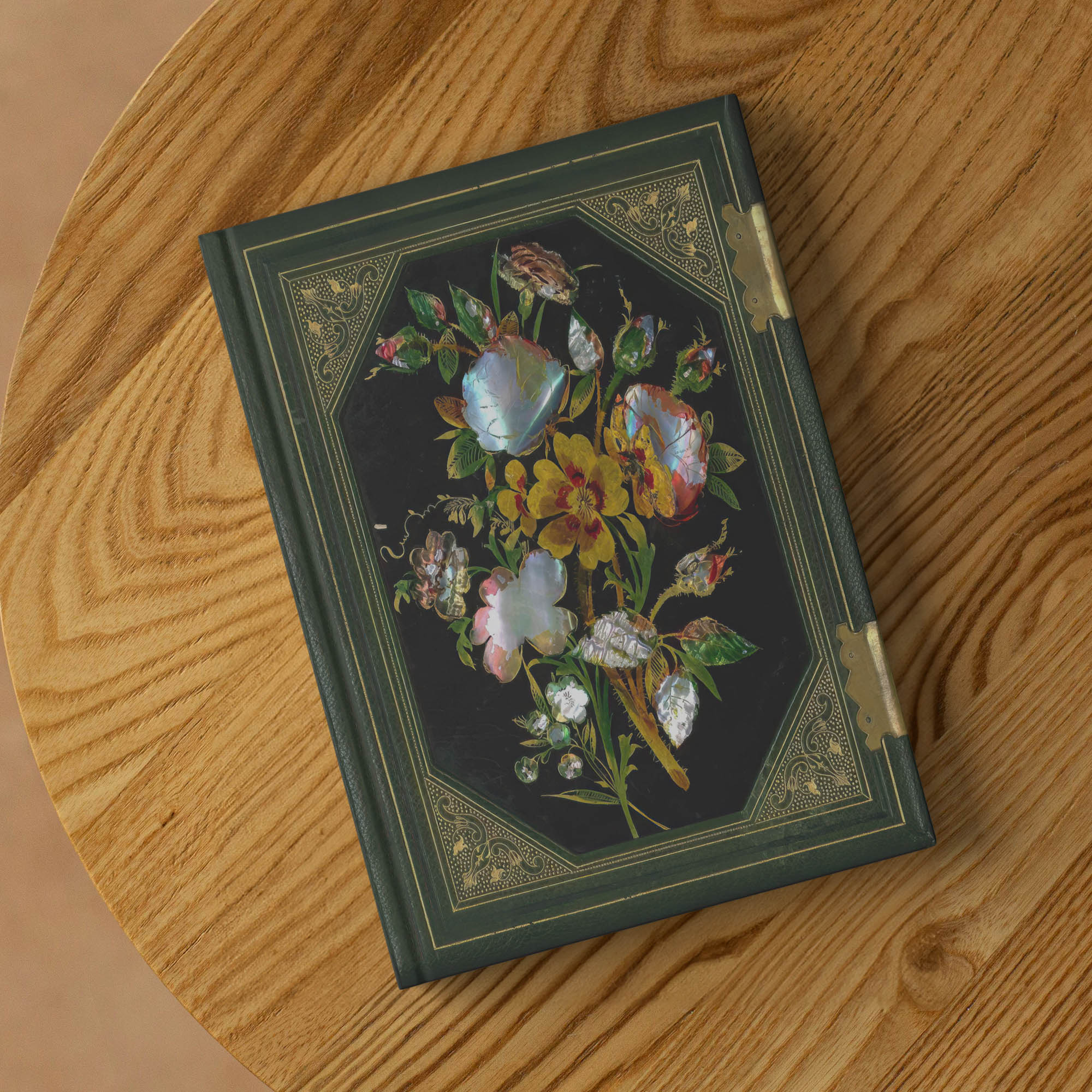 Mother of Pearl Bouquet (Green), Hardcover Lined Journal With 150 Perforated Pages