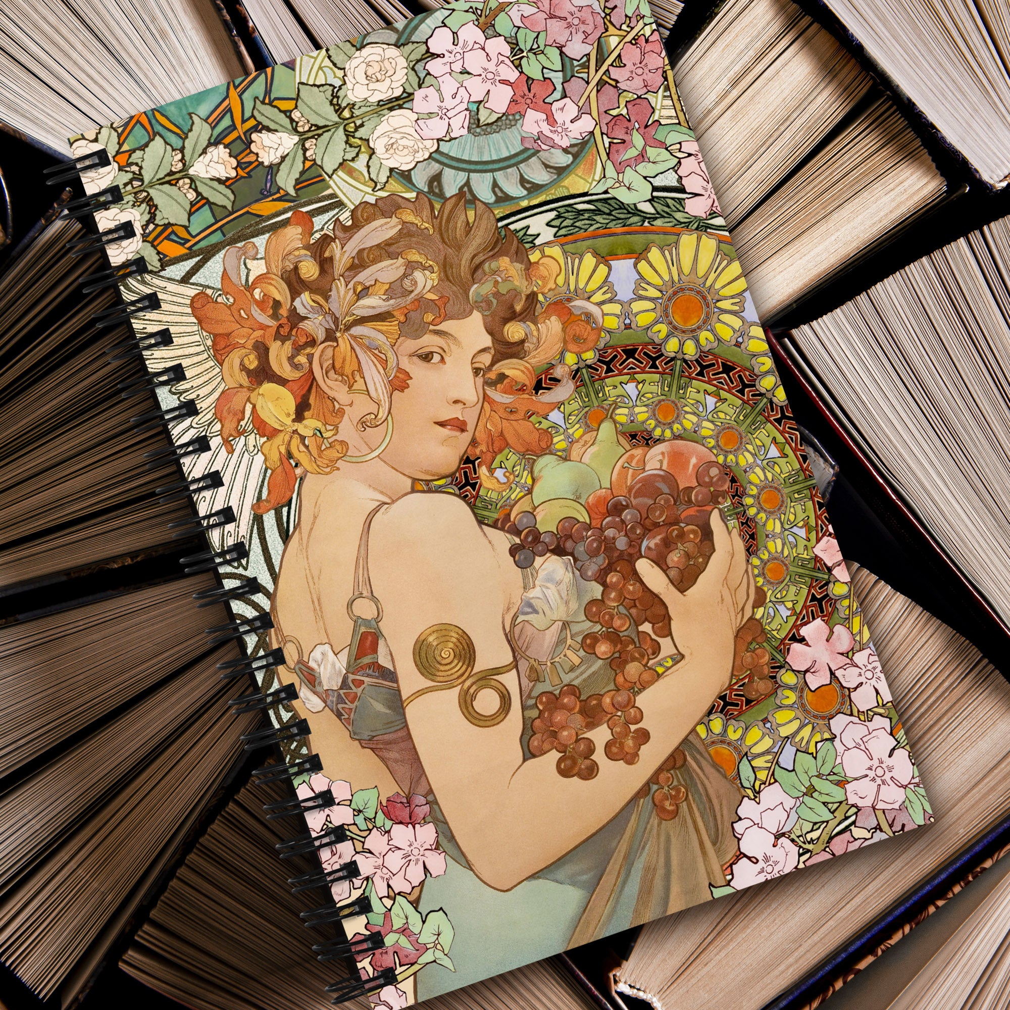 Mucha's Muse Spiral Notebook, Dot Journal, Perfect for Journaling on the Go