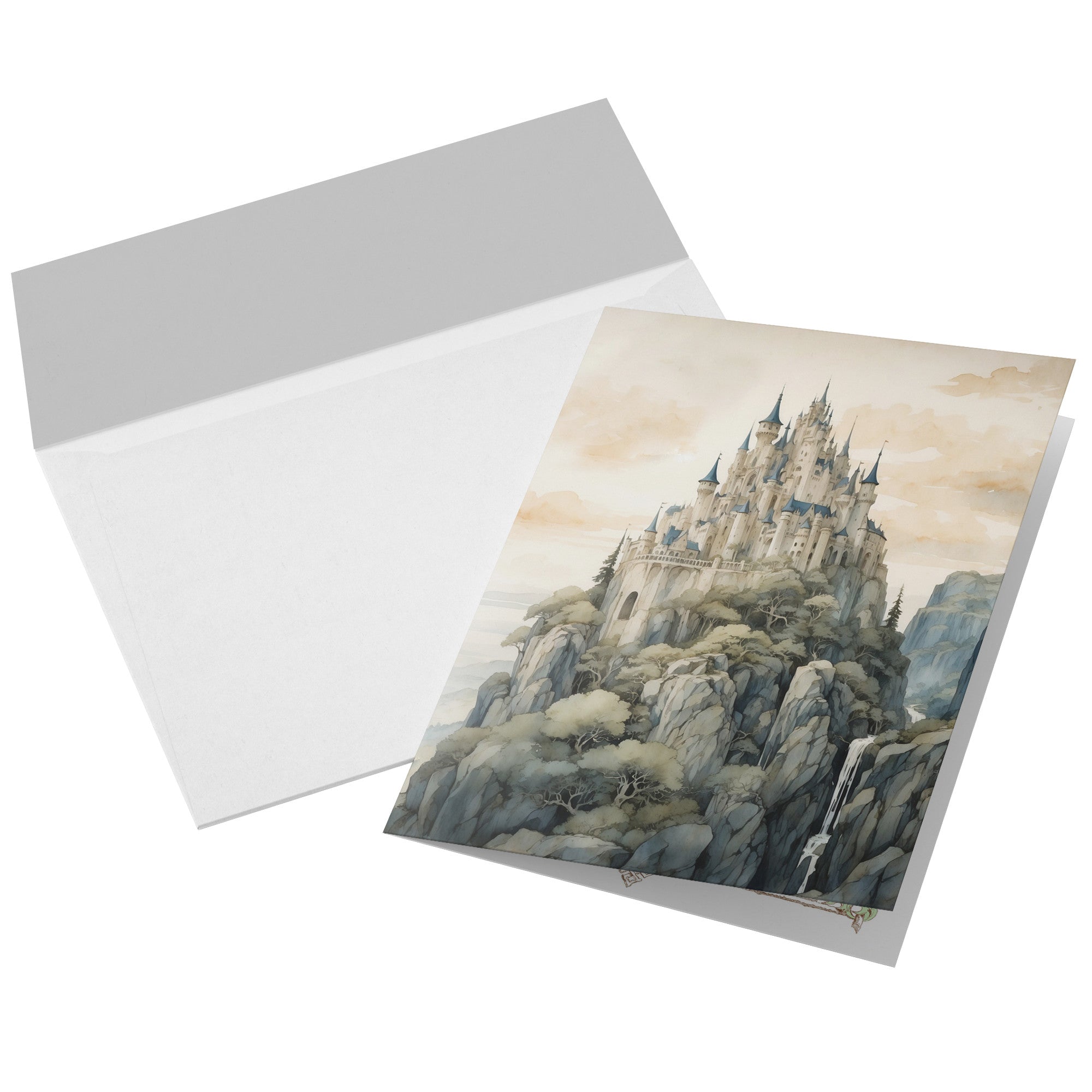 Fairytale Castle, Set of Greeting Cards/Notecards, With White Envelopes, 5in x 7in