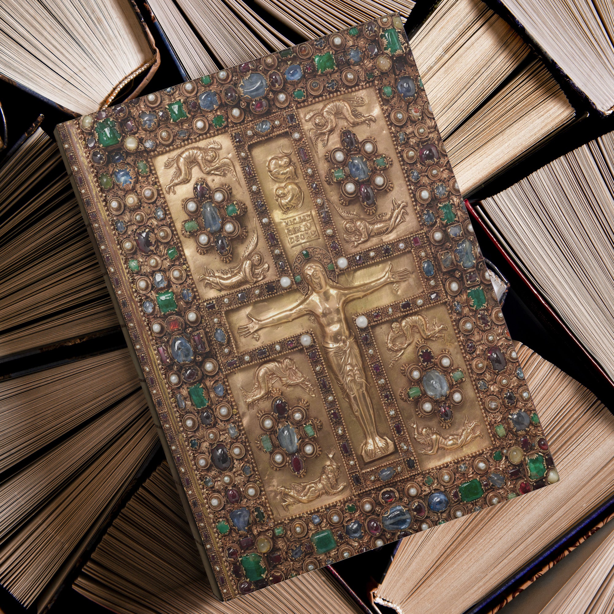 Lindau Gospel Bejeweled Bookcover, Hardcover Lined Journal With 150 Perforated Pages