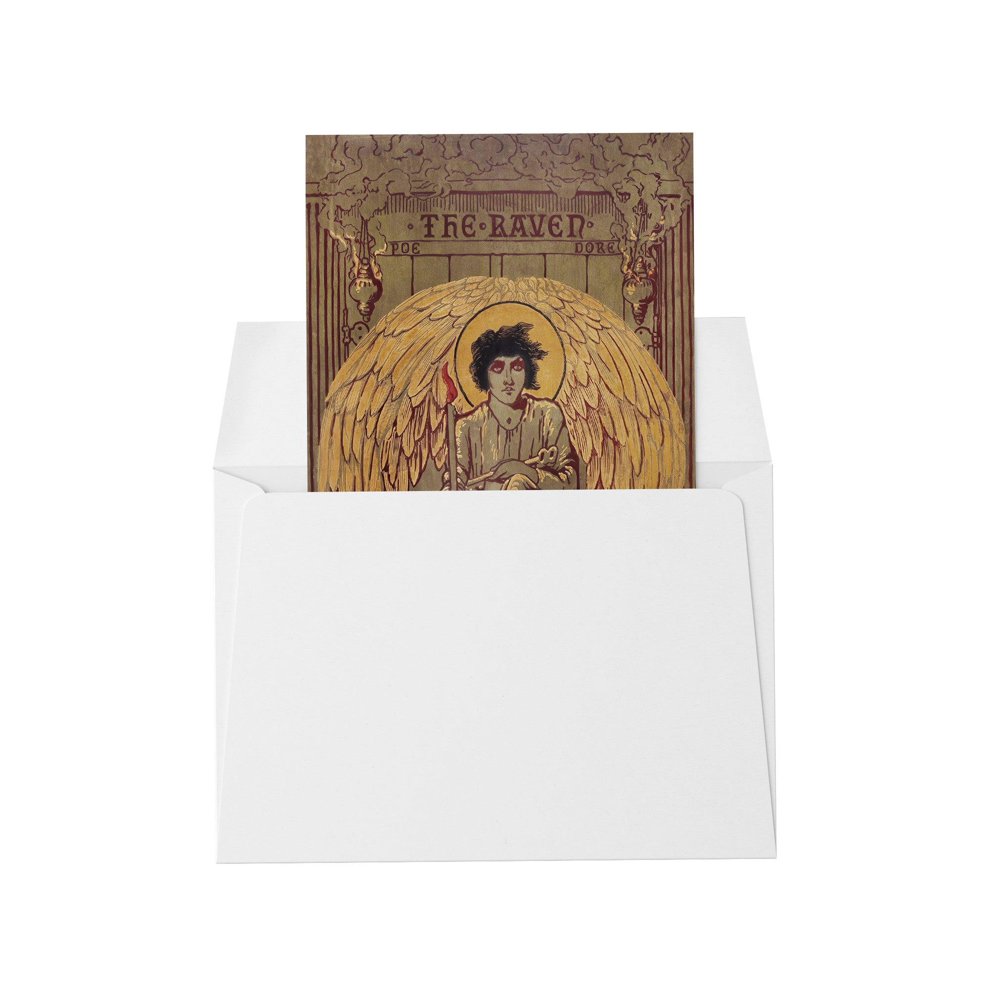 The Raven Dark Academia Flat Notecards/Postcard Set of 5in x 7in Flat Notecards with White Envelopes, 5in x 7in