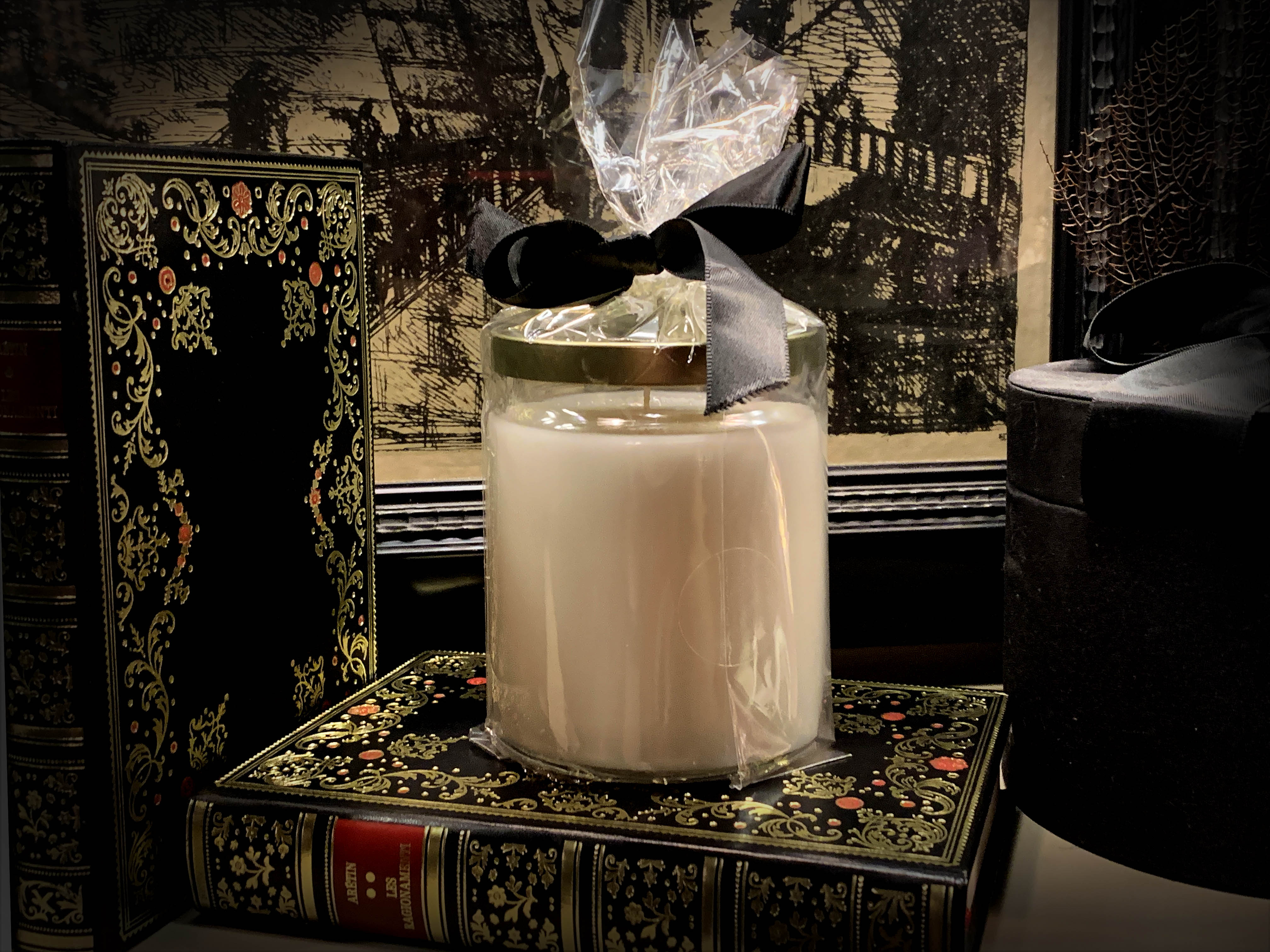 The Woman in White, Hand-Poured Coconut Soy Wax Candle in an Elegant Apothecary Jar with Gold Lid, White Birch Scent, 9oz