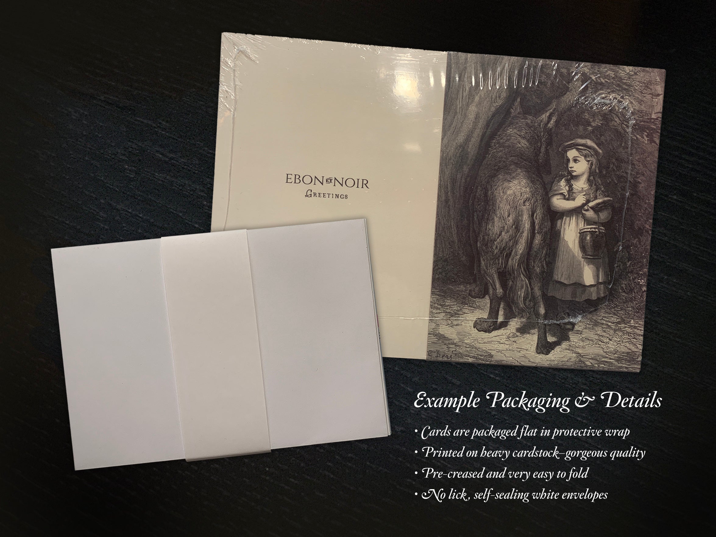 The Apparition, Ghostly Set of Halloween Greeting Cards, With White Envelopes, 5in x 7in
