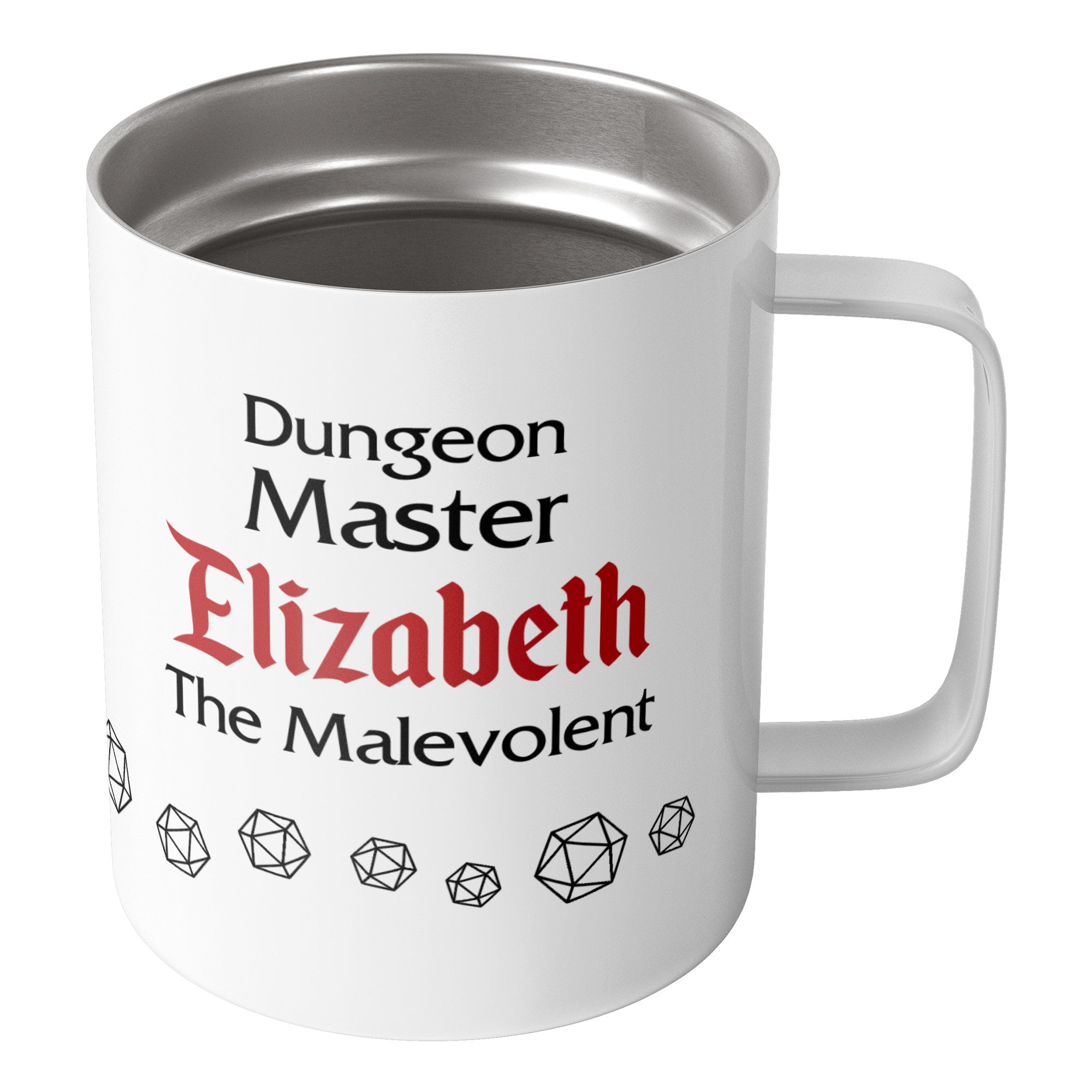 Personalized Dungeon Master, RPG Fantasy Gaming Stainless Steel Travel Mug With Lid 10 oz.