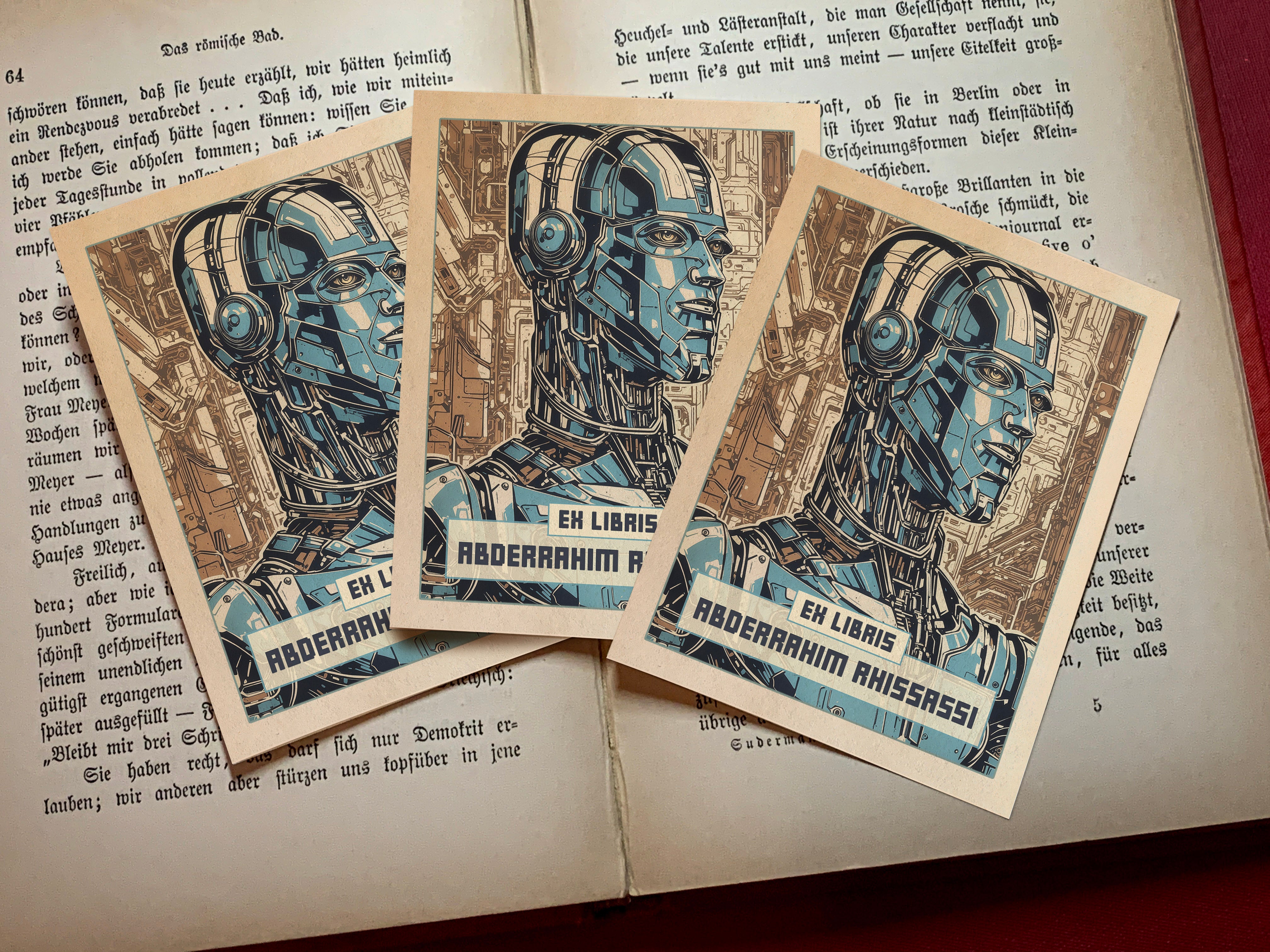 Ex Machina, Personalized Ex-Libris Bookplates, Crafted on Traditional Gummed Paper, 3in x 4in, Set of 30