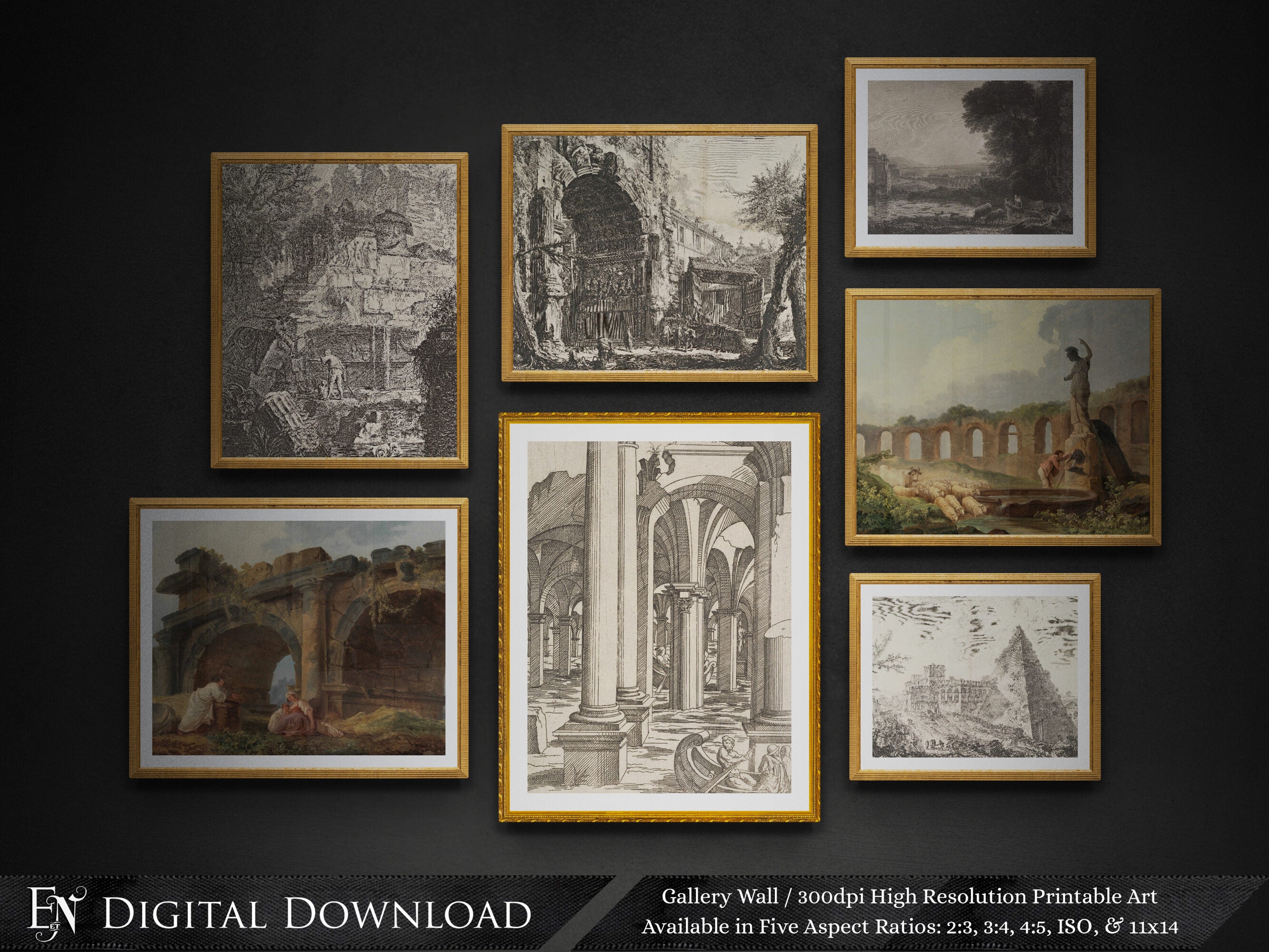 Ruins of Ancient Rome, Gallery Wall Art Set, Vintage Room Decor, Printable Art, DIGITAL DOWNLOAD, 13 High Resolution Images + How to Guide