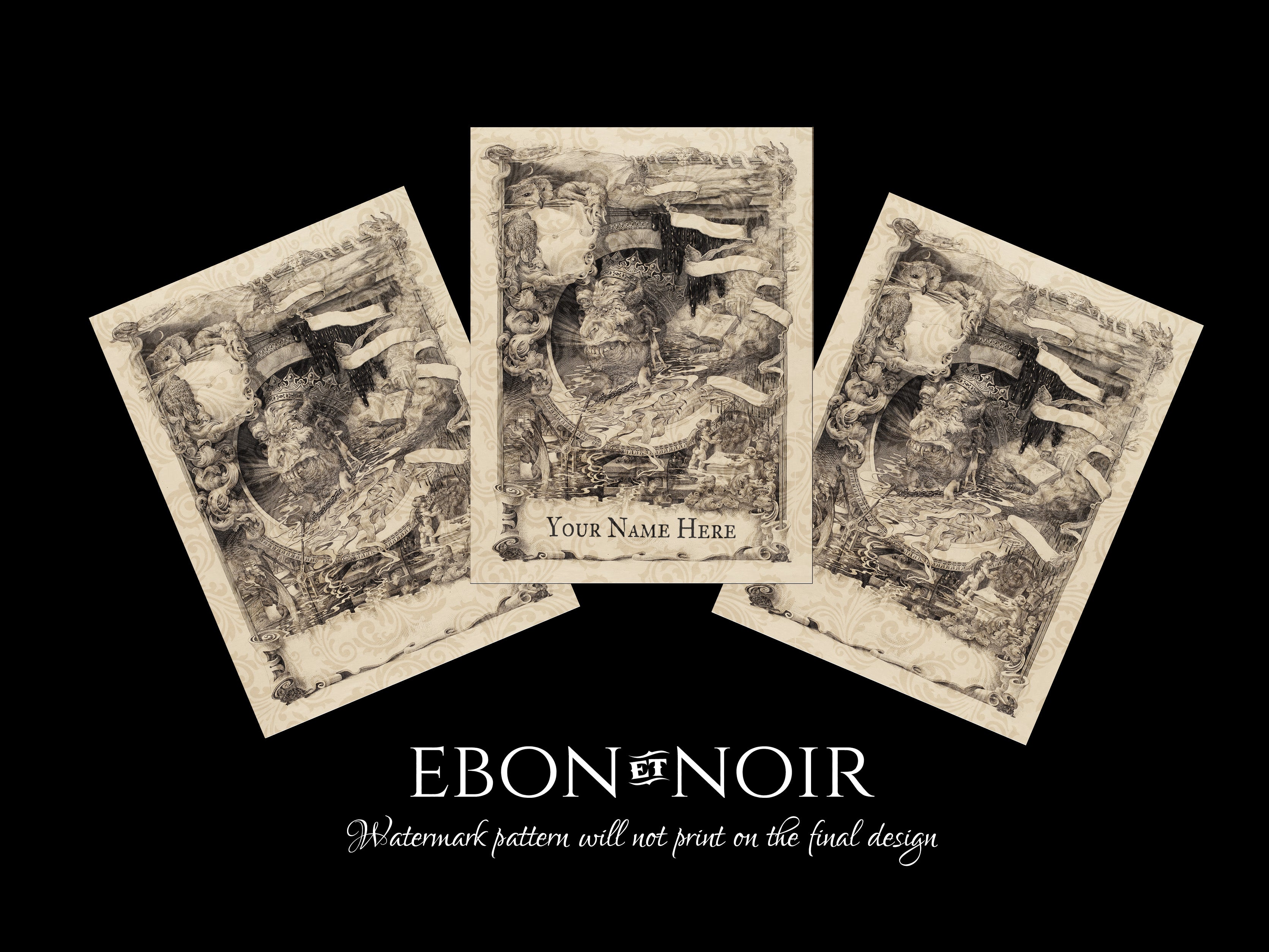 Printer's Devil, Personalized Dark Academia Ex-Libris Bookplates, Crafted on Traditional Gummed Paper, 3in x 4in, Set of 30