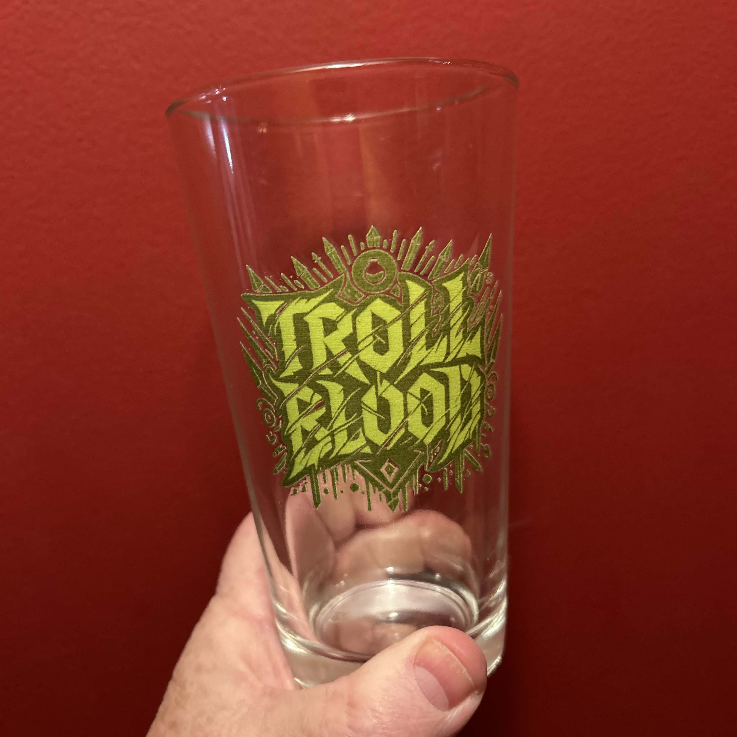 Troll Blood, Dungeons and Dragons/World of Warcraft Inspired Glass Pint Glass, 16oz