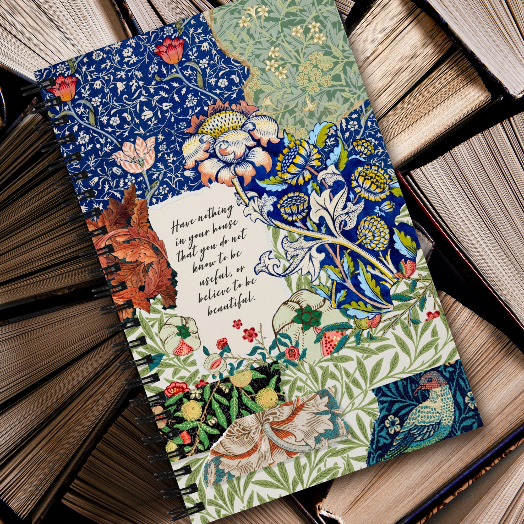 William Morris Scrapbook Spiral Notebook, Dot Journal, Perfect for Journaling on the Go