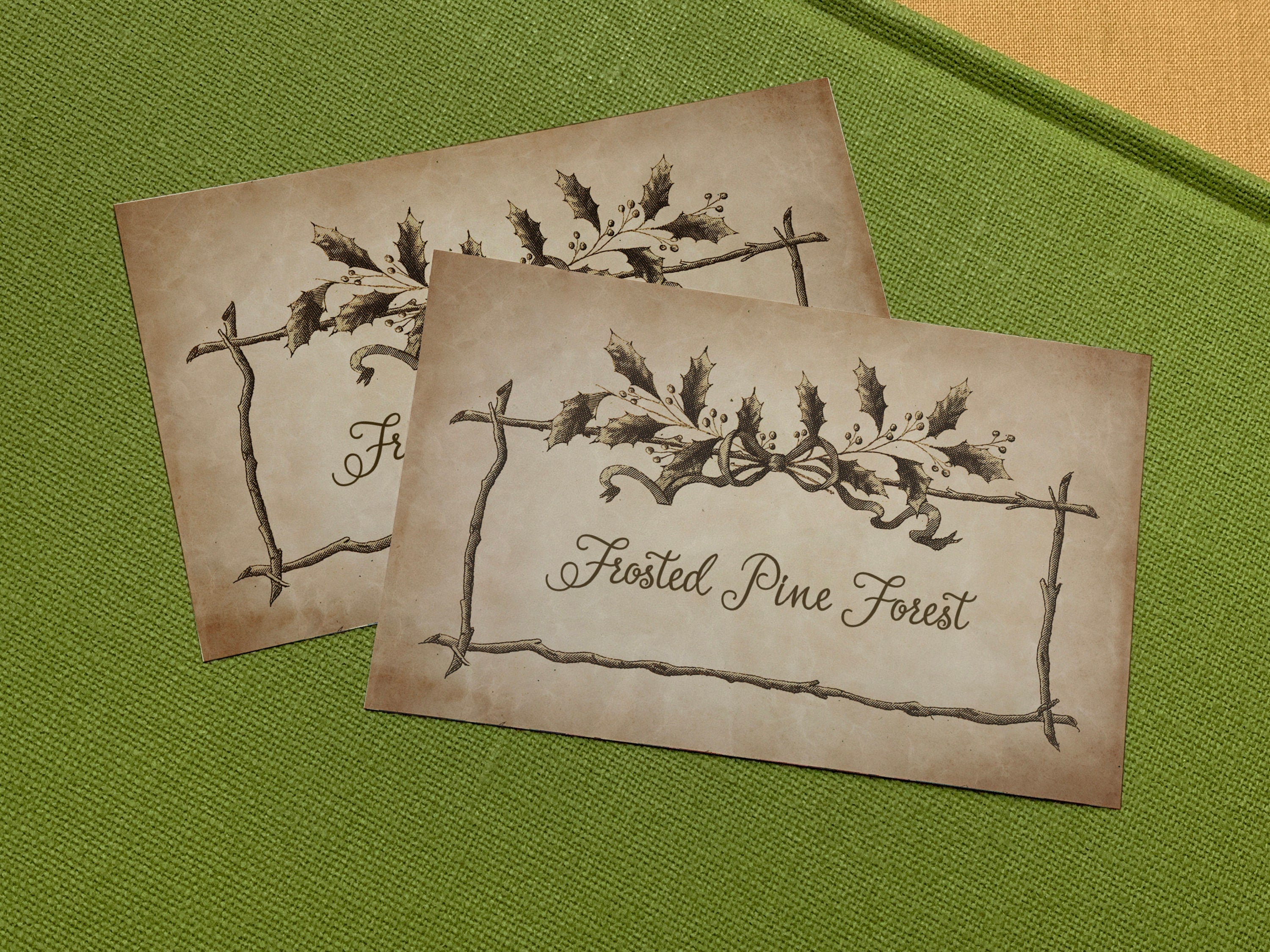 Holly Frame, Personalized Ex-Libris Bookplates/Labels, Crafted on Traditional Gummed Paper, 4in x 2.5in, Set of 30