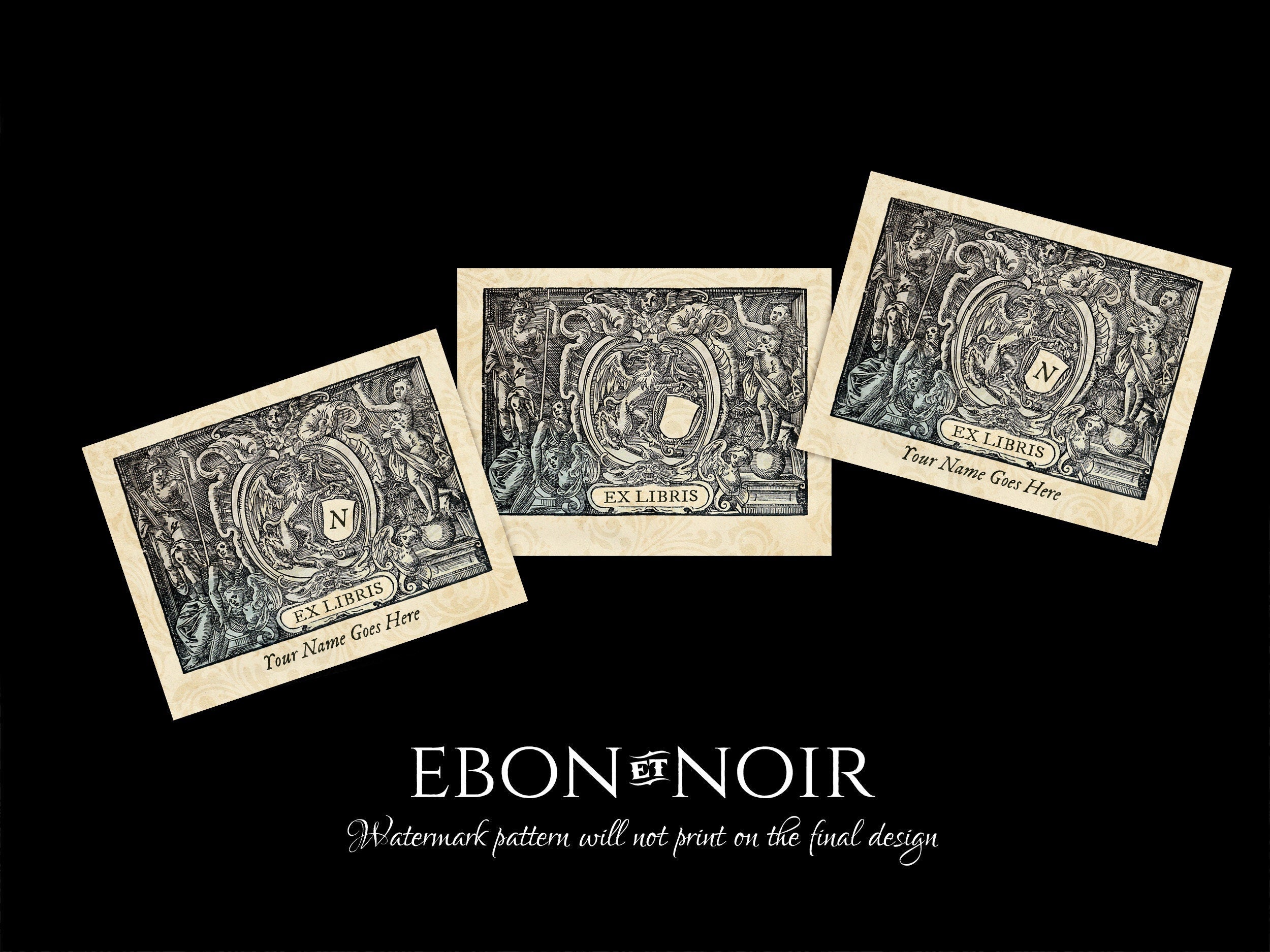 Fortuna, Personalized Renaissance Ex-Libris Bookplates, Crafted on Traditional Gummed Paper, 3.25in x 2.5in, Set of 30