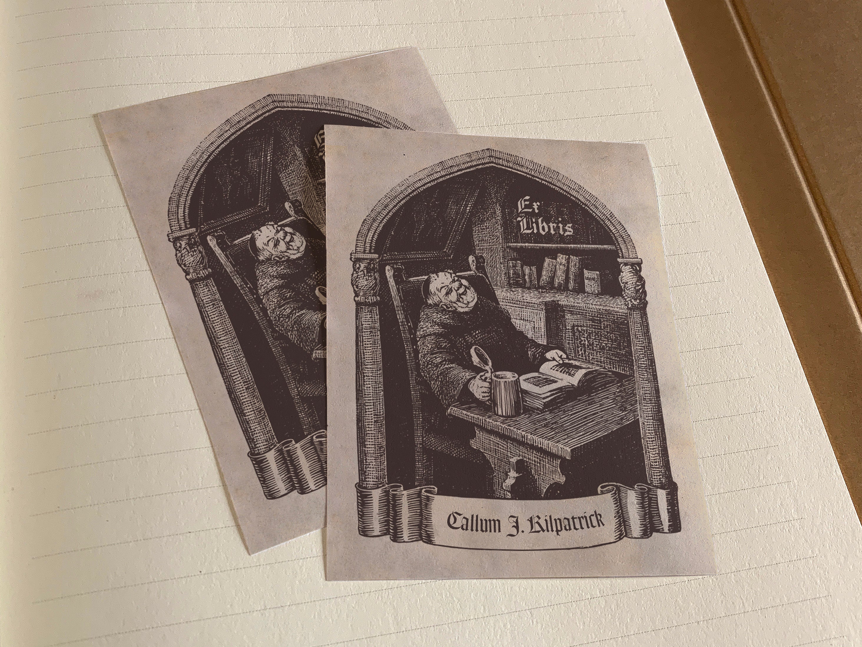 Friar Tuck, Personalized Gothic Ex-Libris Bookplates, Crafted on Traditional Gummed Paper, 3in x 4in, Set of 30