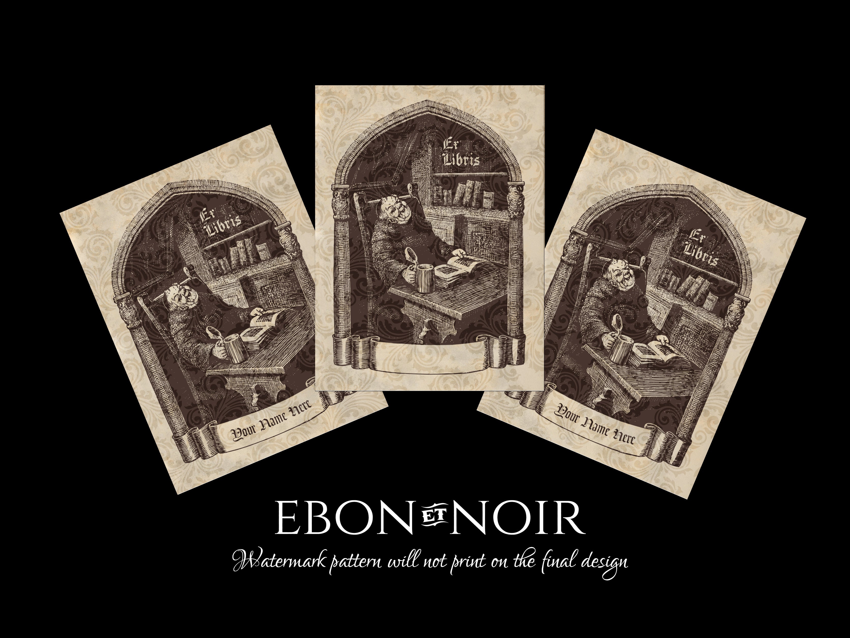 Friar Tuck, Personalized Gothic Ex-Libris Bookplates, Crafted on Traditional Gummed Paper, 3in x 4in, Set of 30