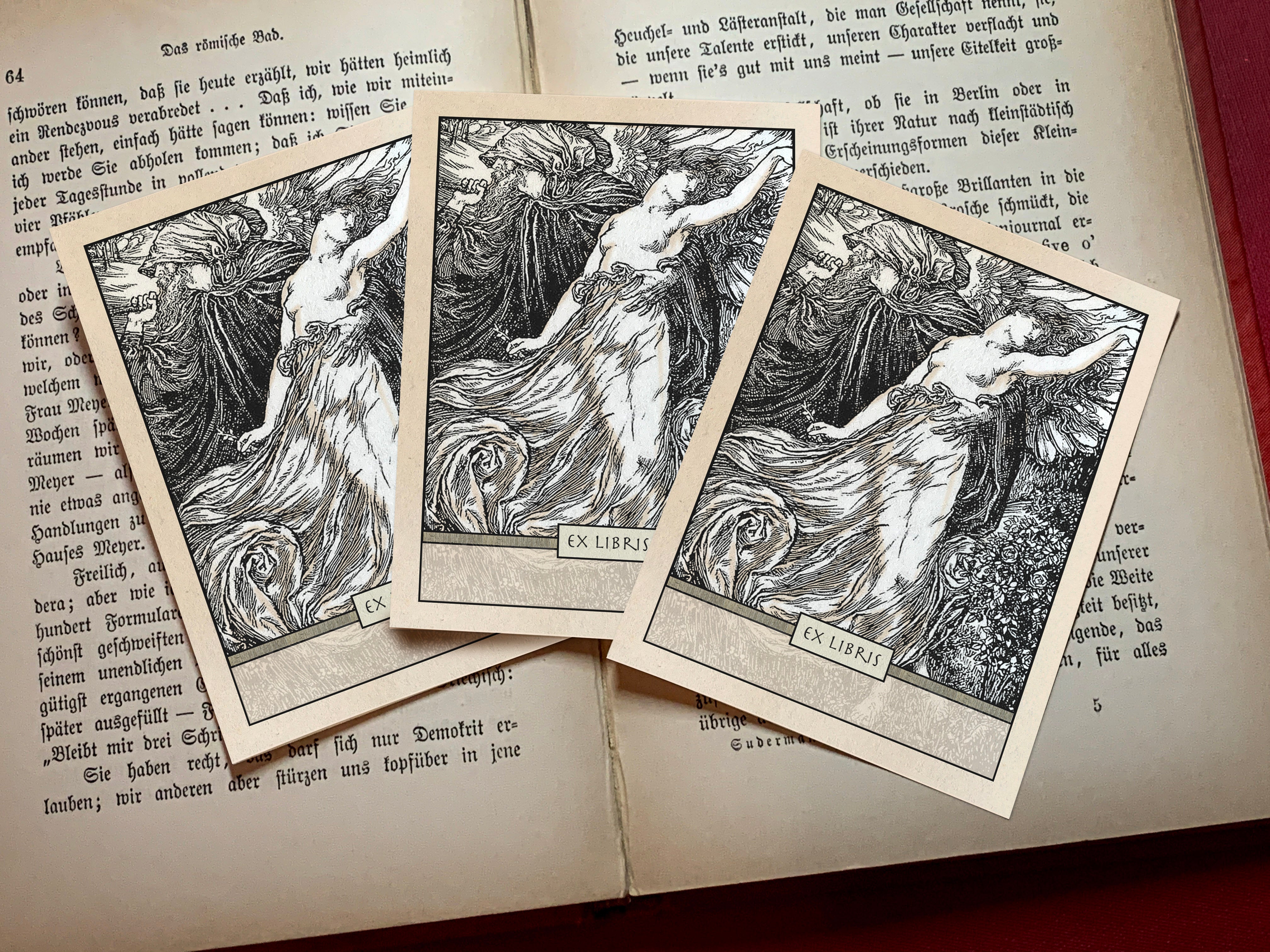 Time Never Rests, Personalized Ex-Libris Bookplates, Crafted on Traditional Gummed Paper, 2.5in x 4in, Set of 30