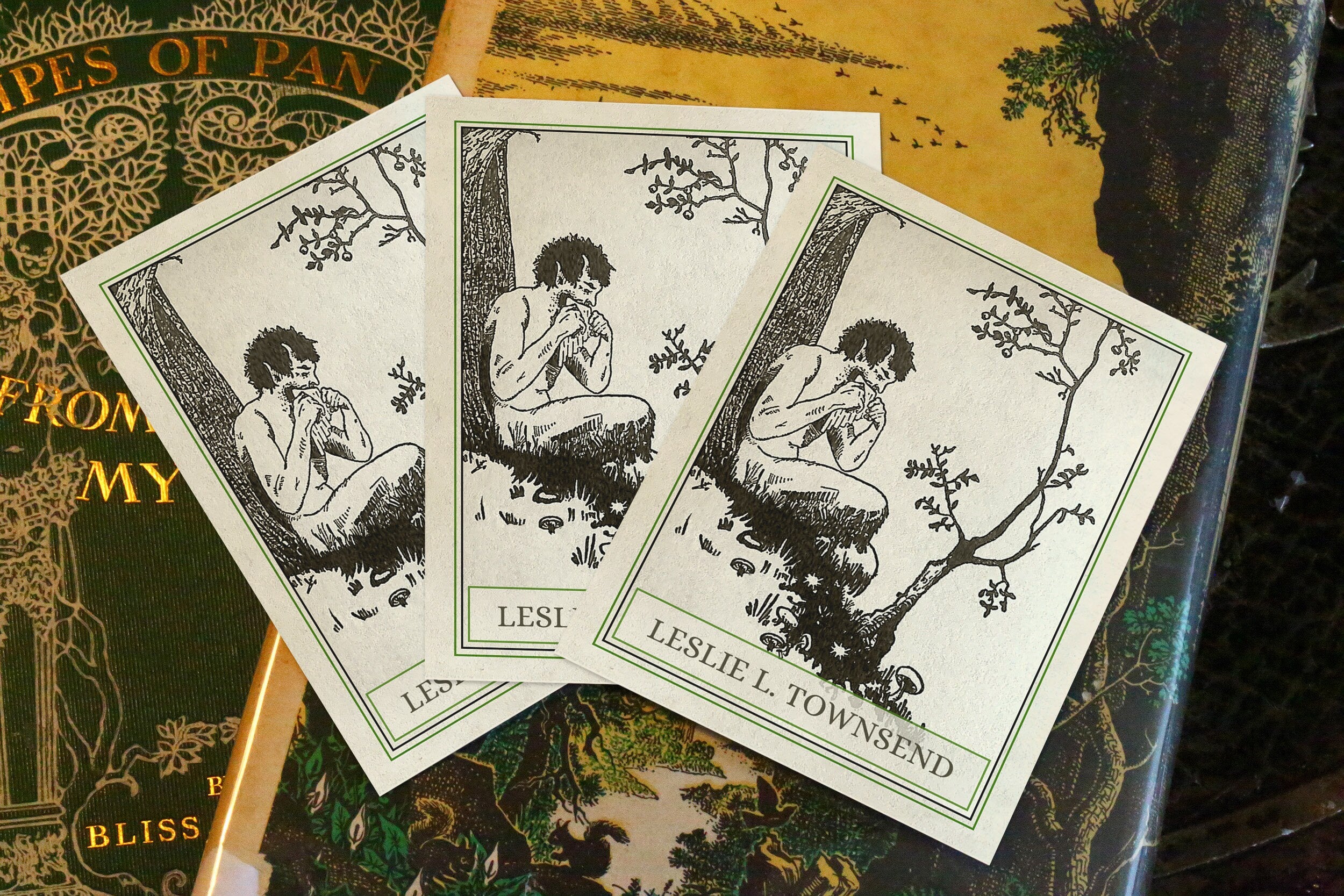 Satyr Music, Personalized, Ex-Libris Bookplates, Crafted on Traditional Gummed Paper, 3in x 4in, Set of 30