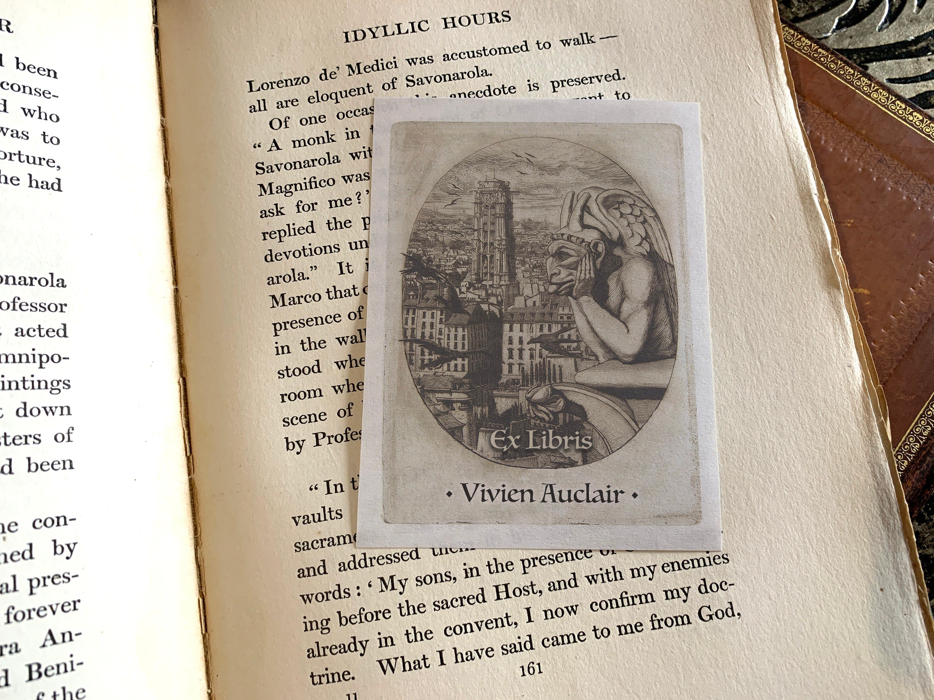 Notre Dame Vampire, Personalized Gothic Ex-Libris Bookplates, Crafted on Traditional Gummed Paper, 3in x 4in, Set of 30