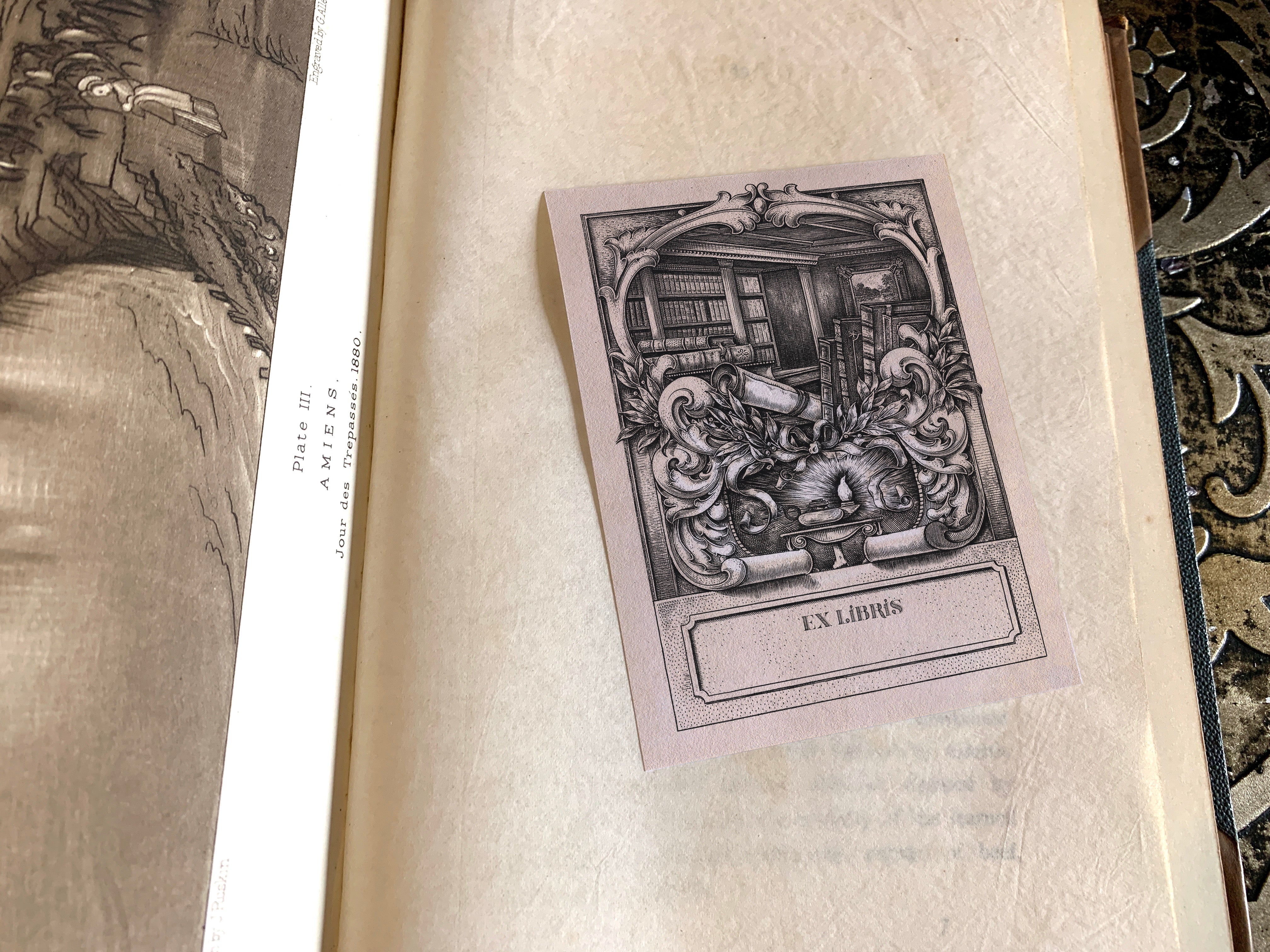 Lamp of Knowledge, Personalized Ex-Libris Bookplates, Crafted on Traditional Gummed Paper, 3in x 4in, Set of 30