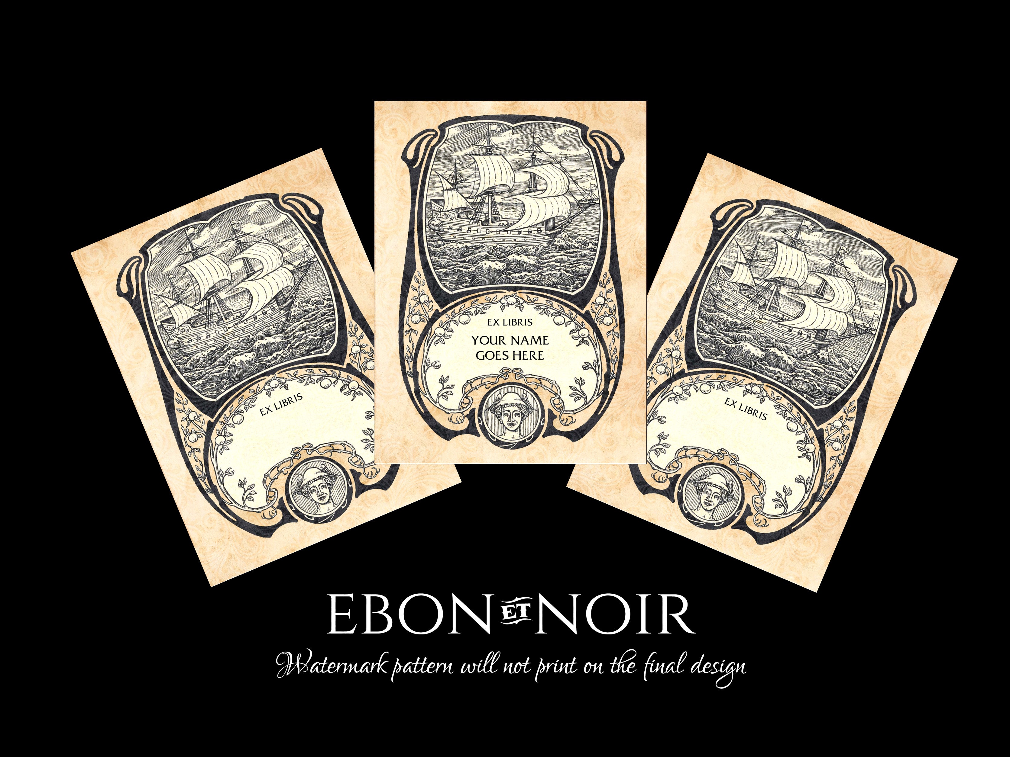 Godspeed, Nautical, Personalized Ex-Libris Bookplates, Crafted on Traditional Gummed Paper, 2.5in x 4in, Set of 30