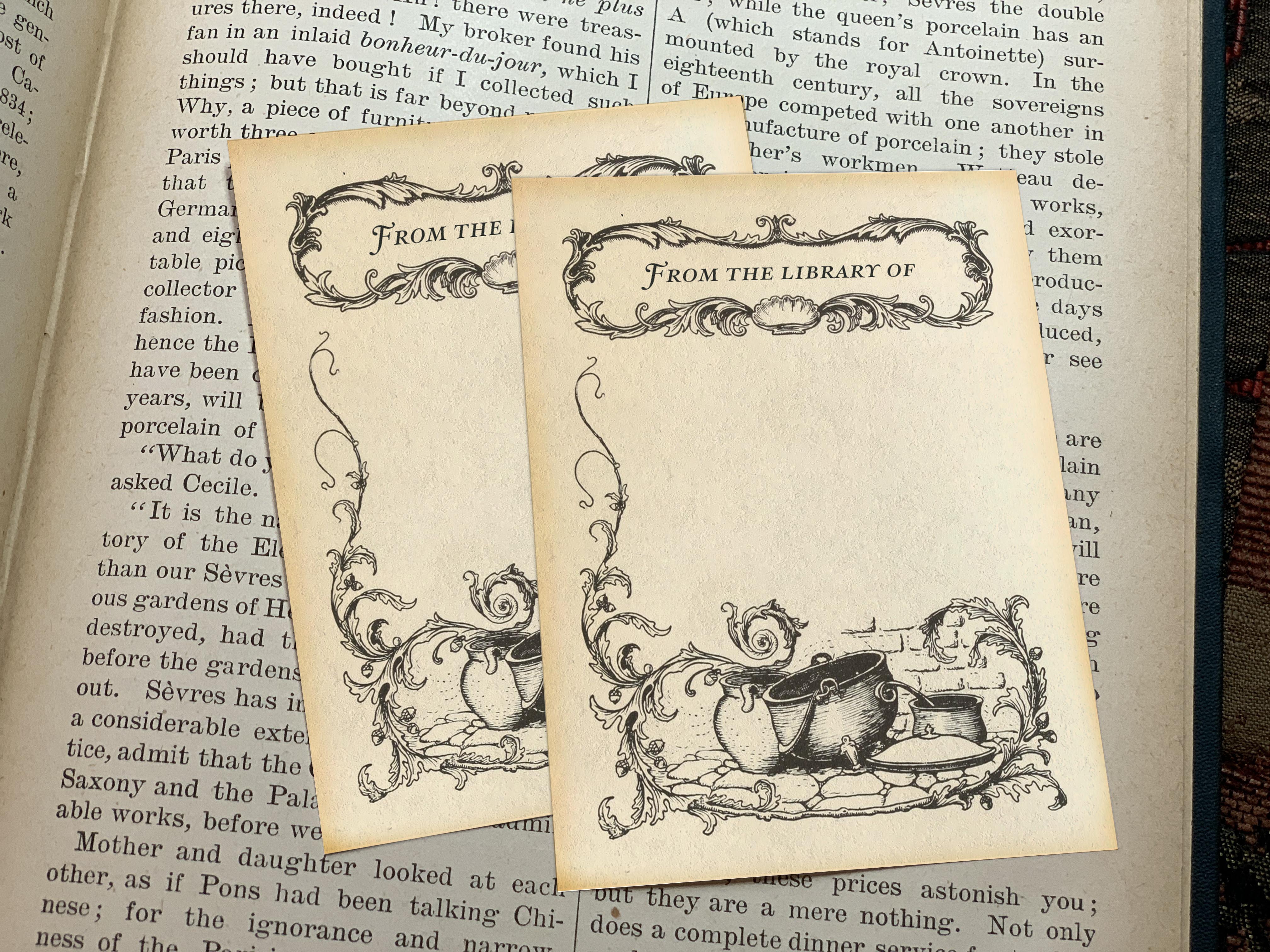 Cauldron, Personalized Witchy Ex-Libris Bookplates, Crafted on Traditional Gummed Paper, 3in x 4in, Set of 30