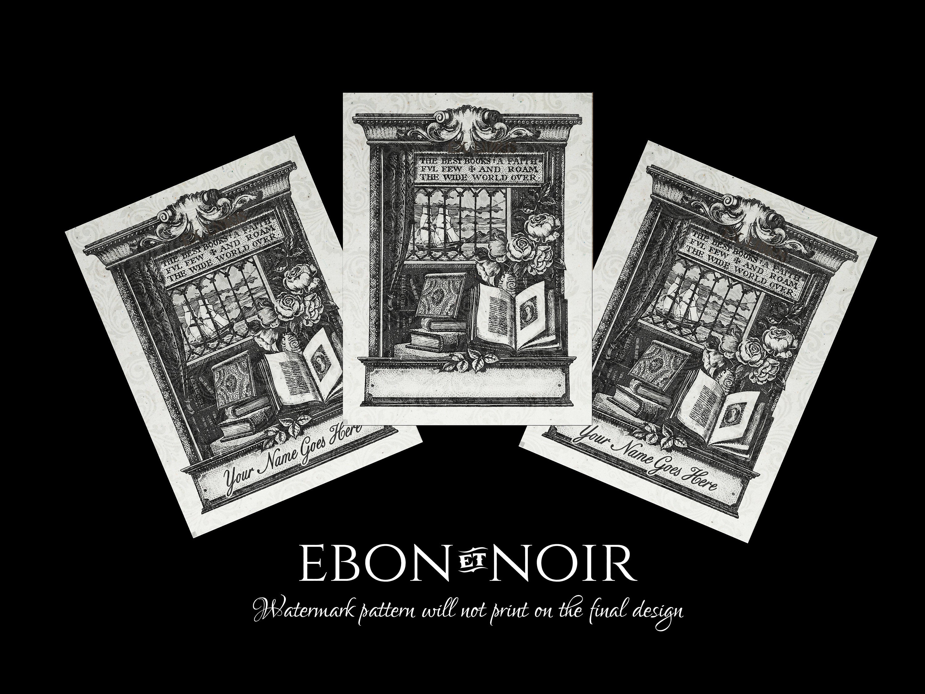 Ship's Library, Personalized Nautical Ex-Libris Bookplates, Crafted on Traditional Gummed Paper, 3in x 4in, Set of 30