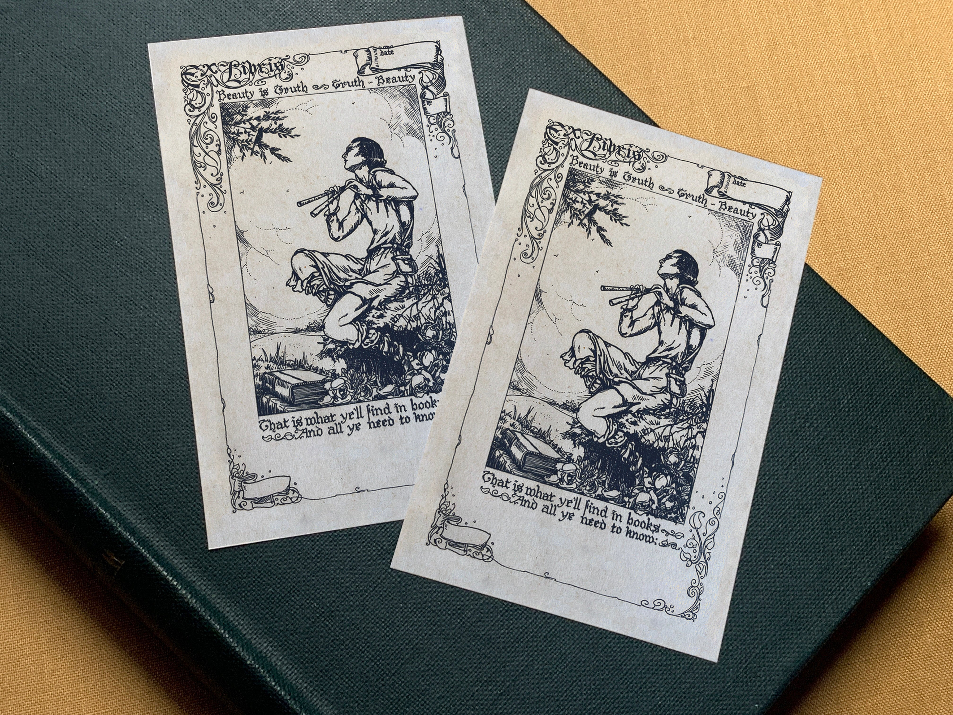 Beauty is Truth, Truth is Beauty, Personalized Ex-Libris Bookplates, Crafted on Traditional Gummed Paper, 2.5in x 4in, Set of 30