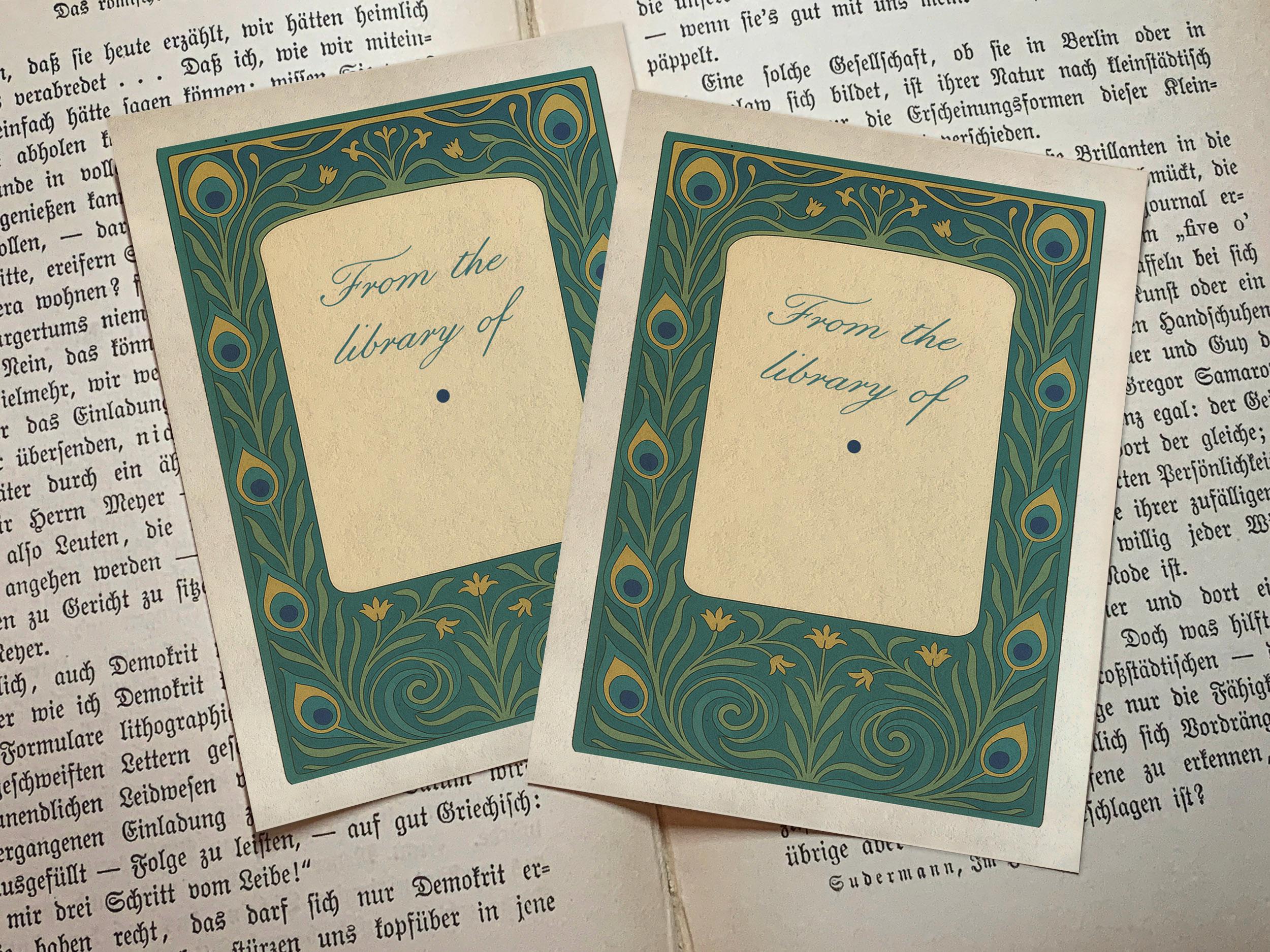 Peacock Frame, Personalized Ex-Libris Bookplates, Crafted on Tradition ...