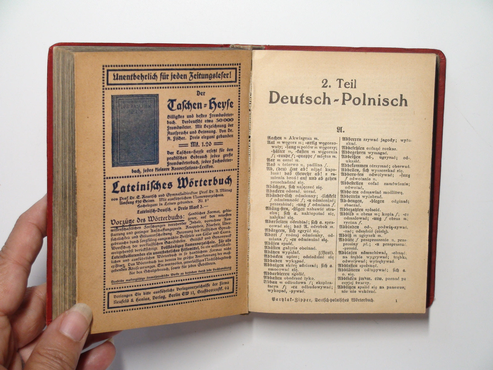 Dutch and Polish Vintage Dictionary, Neufelds Worterbucher, Peter Parylak, c1917