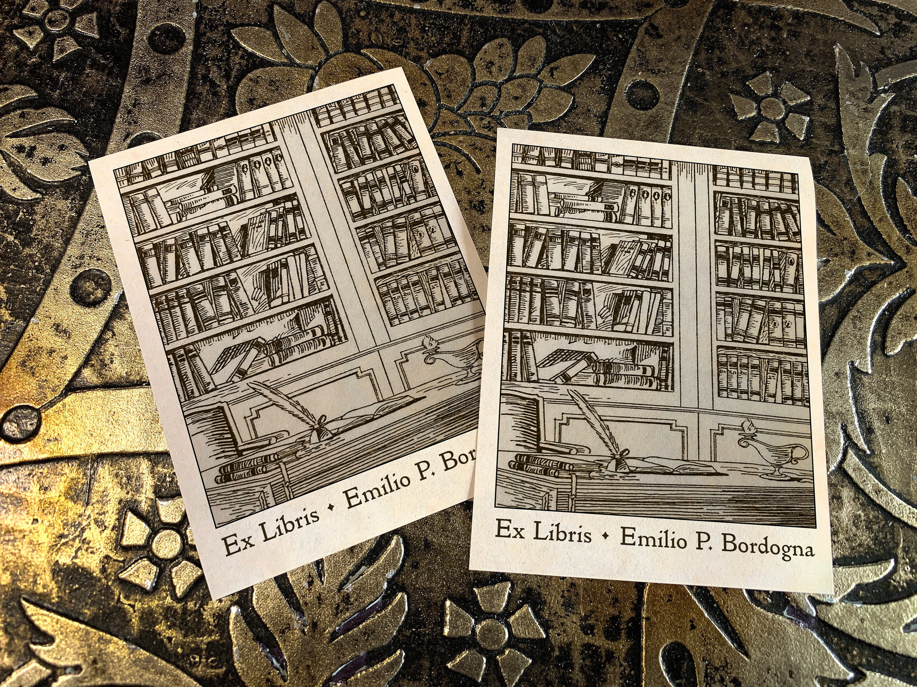 Bookcases, Personalized Ex-Libris Bookplates, Crafted on Traditional Gummed Paper, 3in x 4in, Set of 30