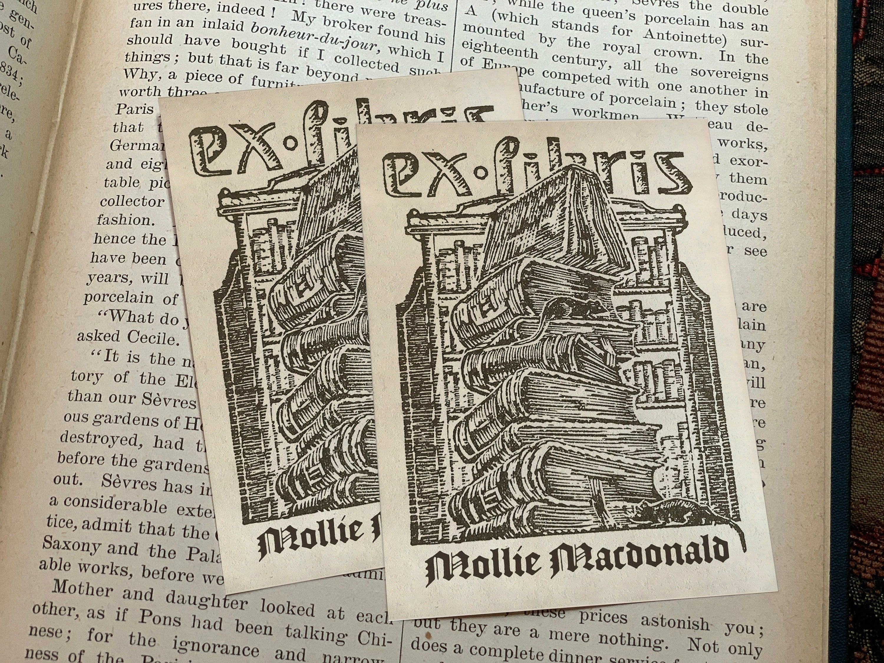 Wizard's Library, Personalized Ex-Libris Bookplates, Crafted on Traditional Gummed Paper, 3in x 4in, Set of 30