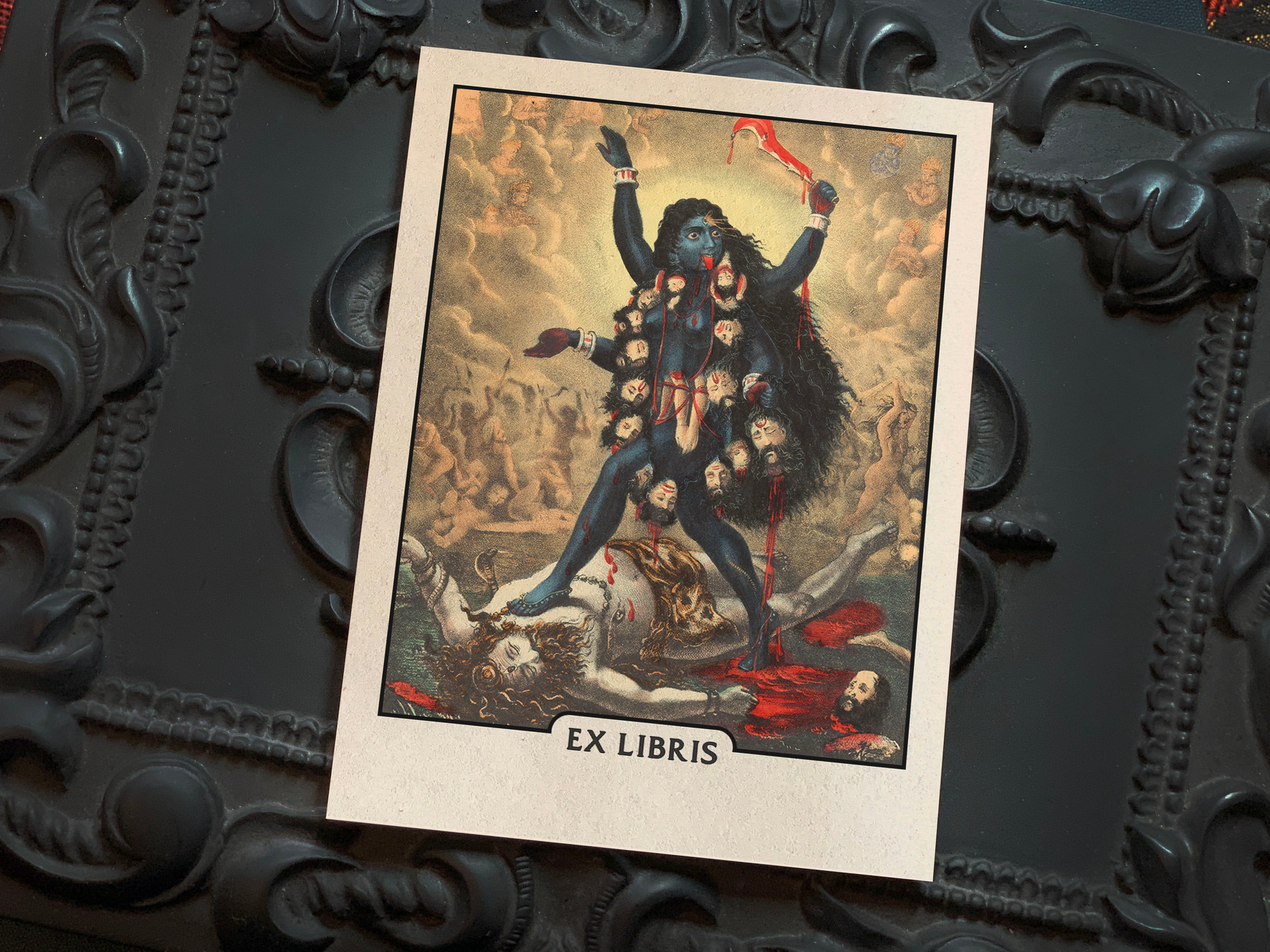 Goddess Kali, Personalized Ex-Libris Bookplates, Crafted on Traditional Gummed Paper, 3in x 4in, Set of 30