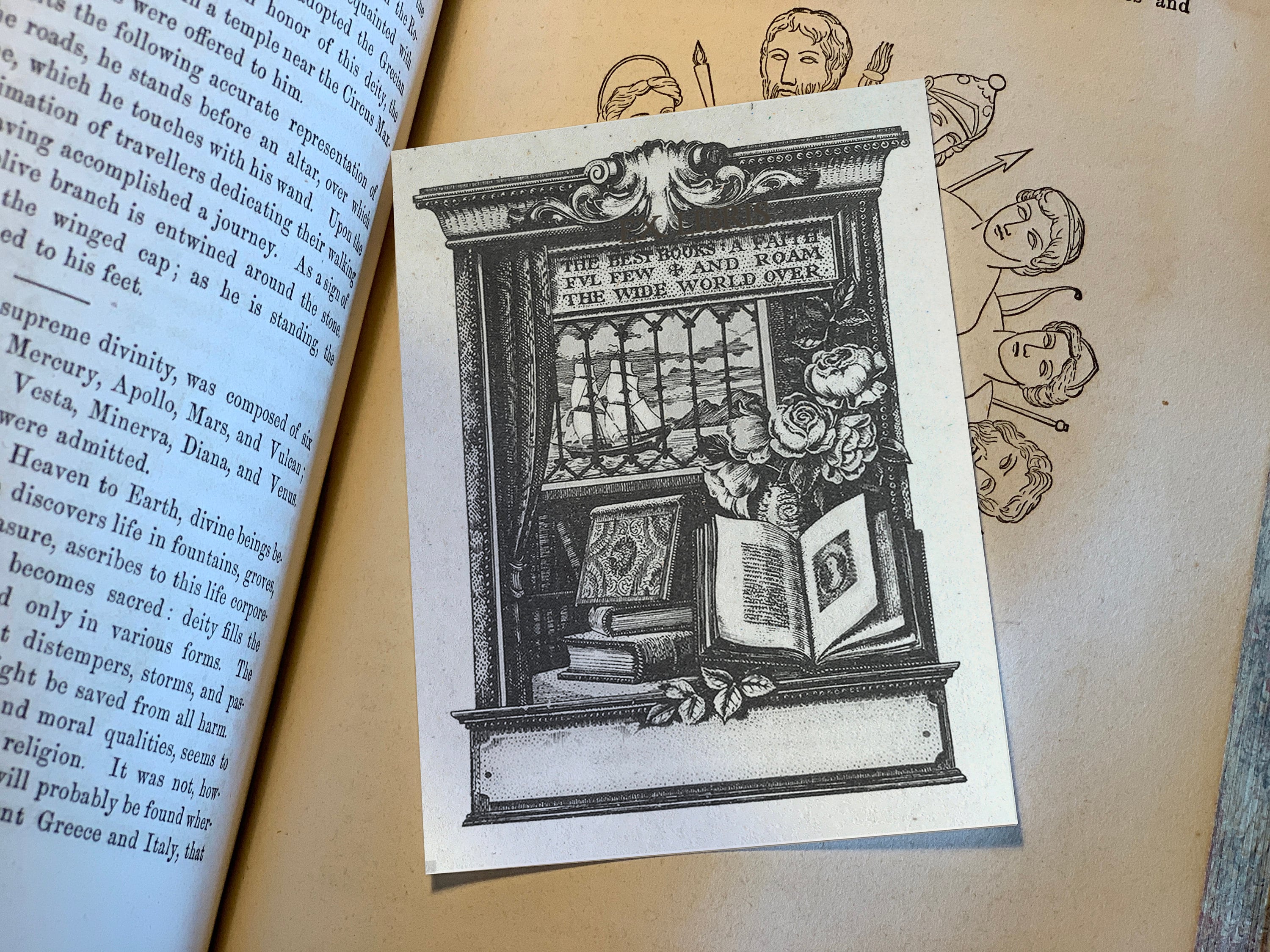 Ship's Library, Personalized Nautical Ex-Libris Bookplates, Crafted on Traditional Gummed Paper, 3in x 4in, Set of 30