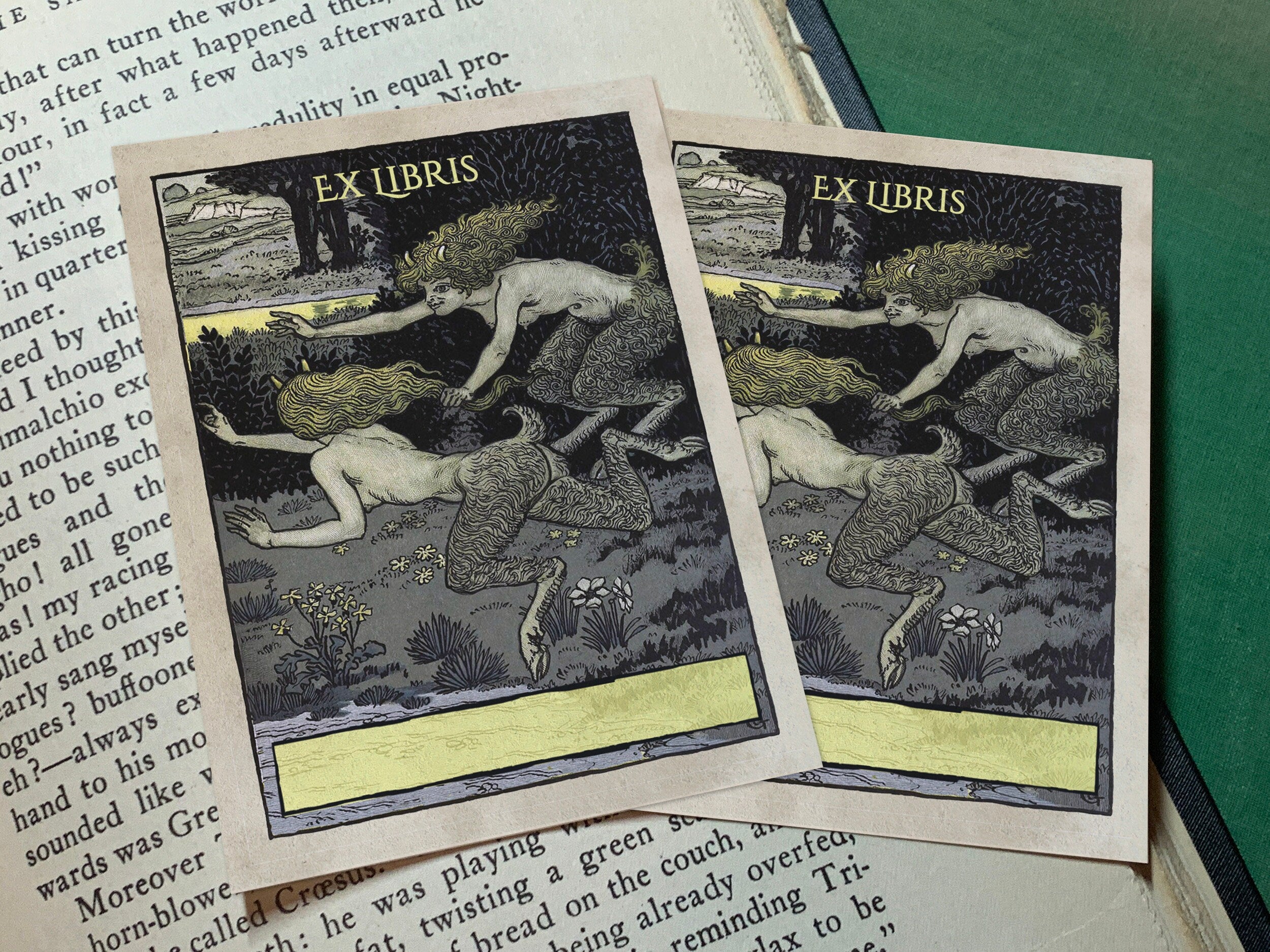 Faunesses, Personalized, Ex-Libris Bookplates, Crafted on Traditional Gummed Paper, 3in x 4in, Set of 30