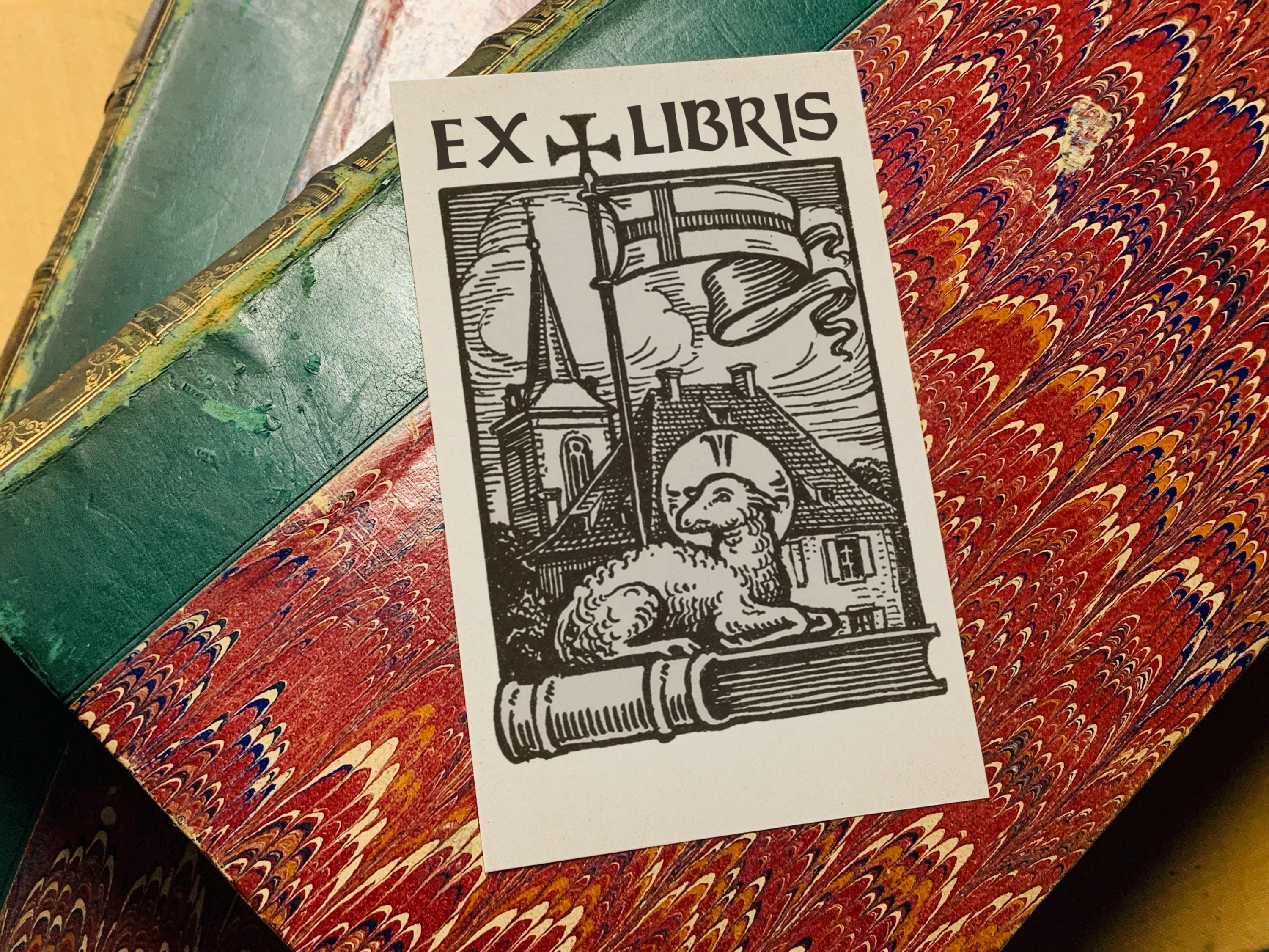 Lamb of God, Personalized Christian Ex-Libris Bookplates, Crafted on Traditional Gummed Paper, 2.5in x 4in, Set of 30