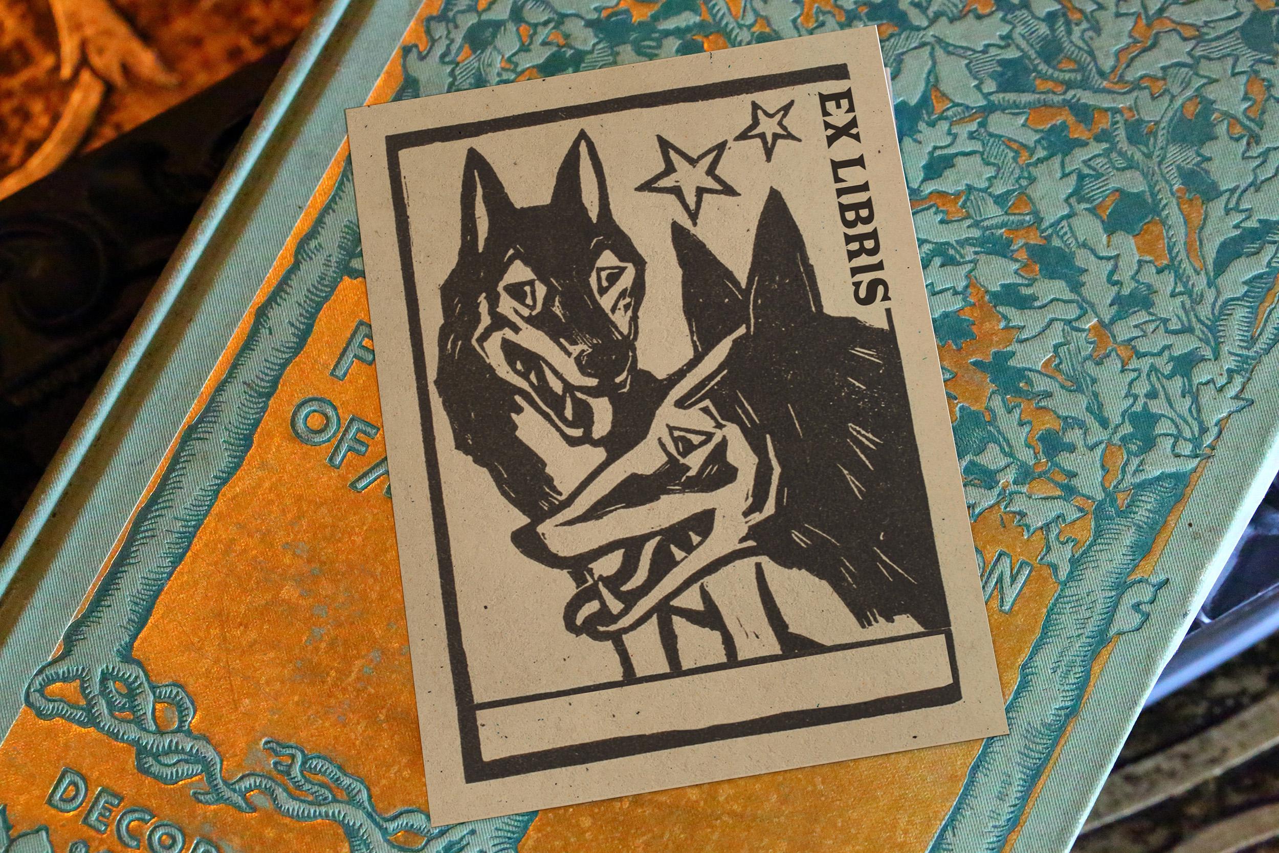 Loyal Companions, Personalized Dog Ex-Libris Bookplates, Crafted on Traditional Gummed Paper, 3in x 4in, Set of 30