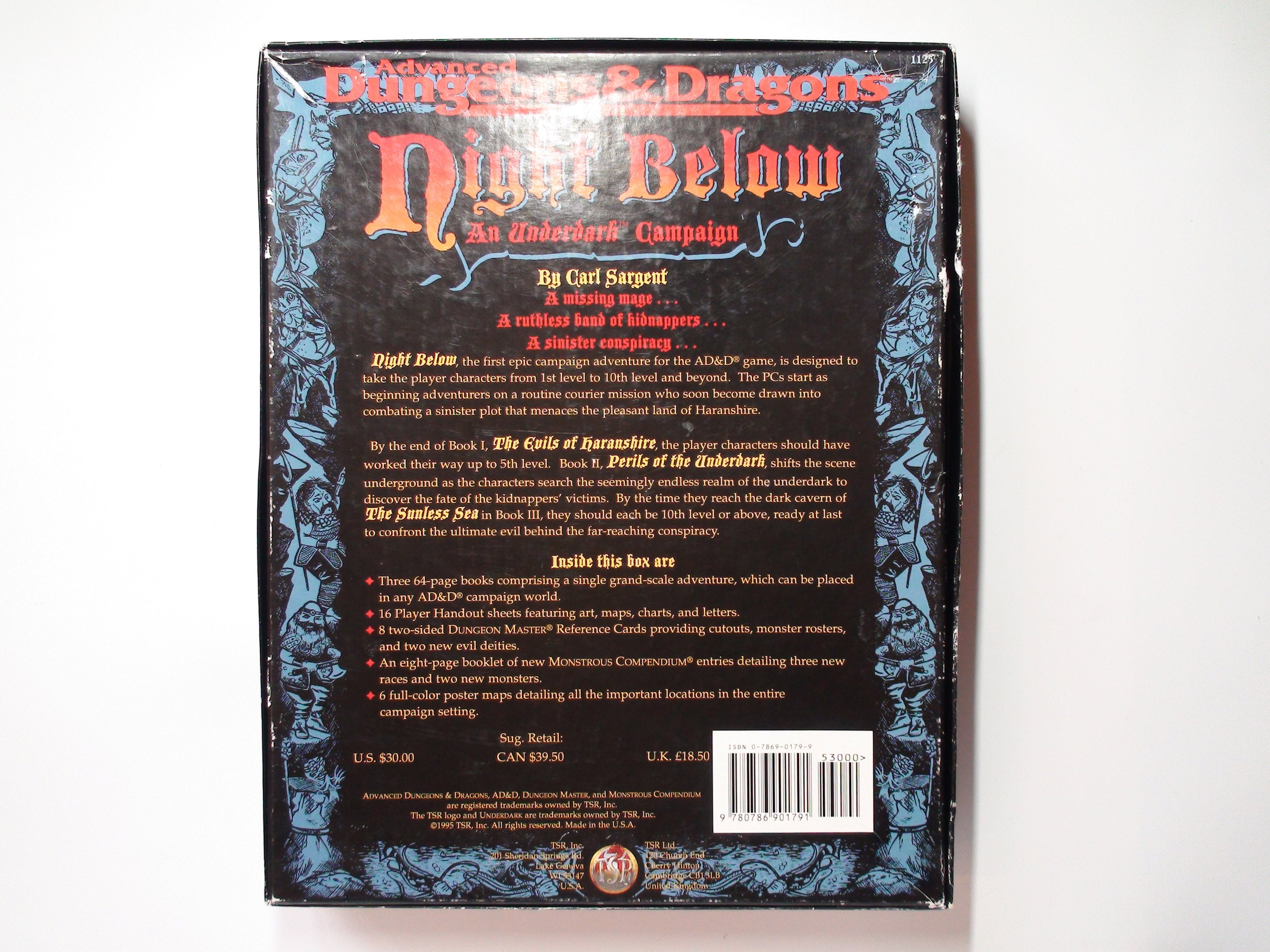 Night Below, AD&D 2nd Ed Boxed Set #1125 TSR, Dungons and Dragons Campaign, 1995